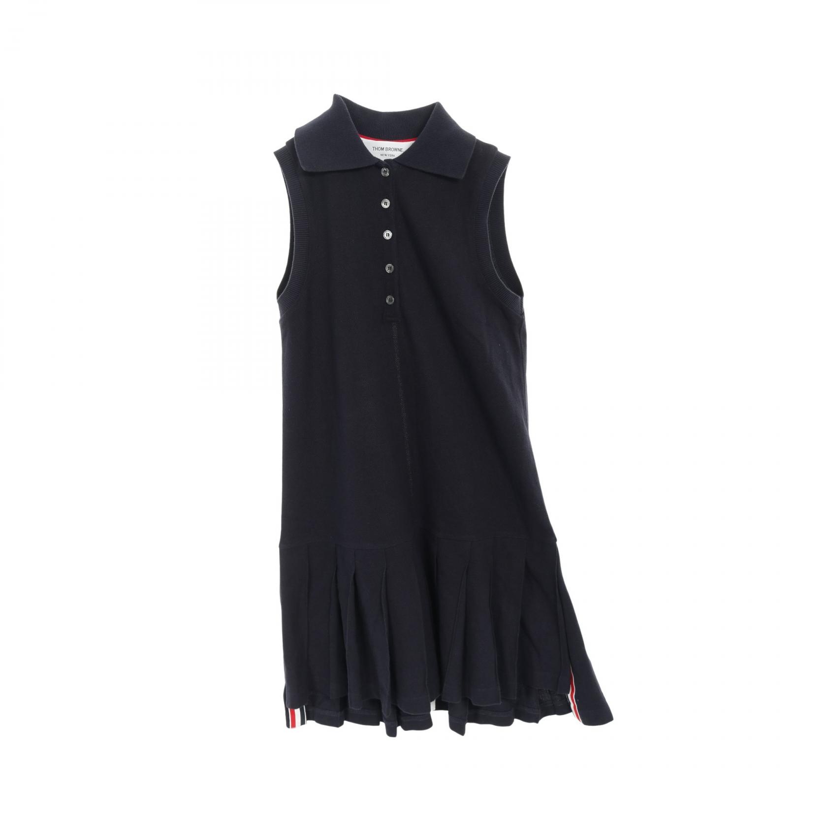 【20%OFFクーポン対象 4/4 20時-4/10 23:59】トムブラウン THOM BROWNE ワンピース 衣料品 トップス コットン ネイビー系 / ホワイト系 / レッド系 FJD057A-0050415 【中古】