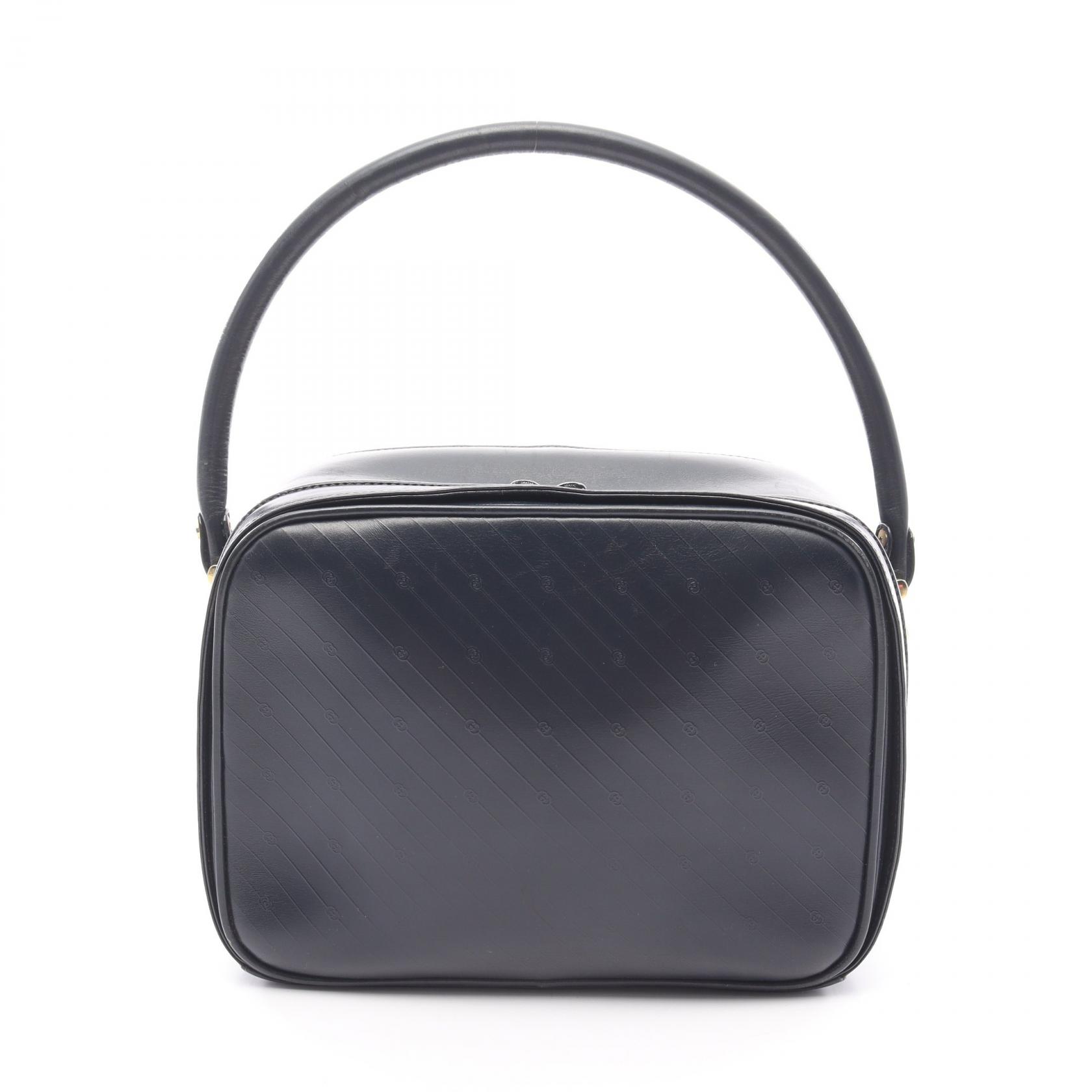 極美品オールドグッチ　ハンドバッグ　ミニボストンバッグ　GGPVCレザーネイビー ○超美品○オールド グッチ○シェリー○GGスプリーム○PVC