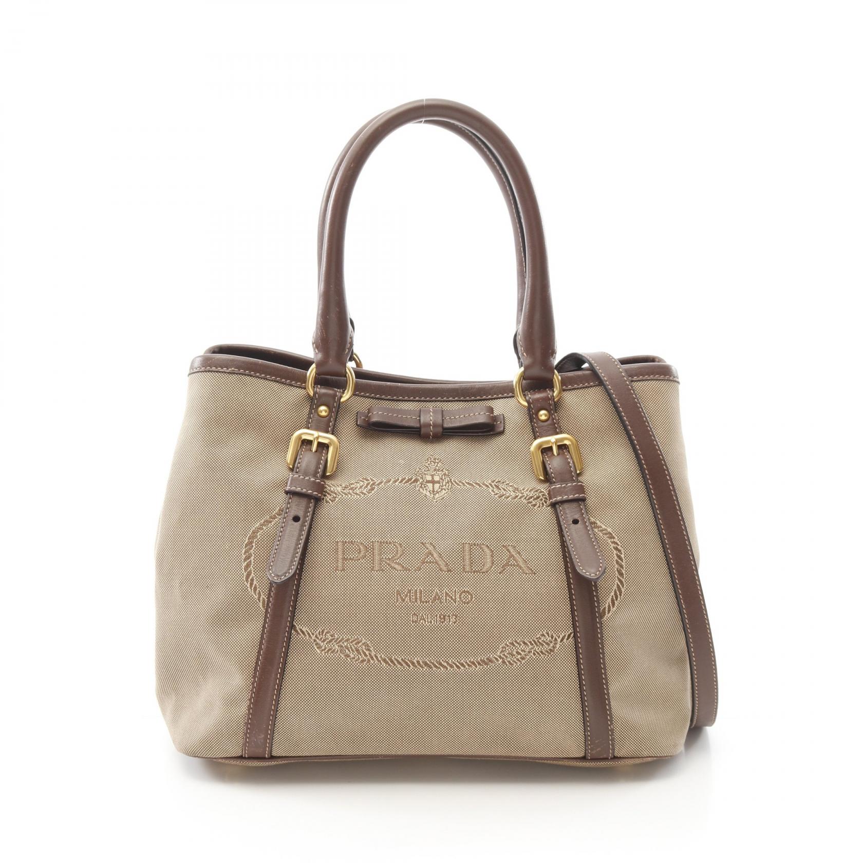 PRADA ベージュ トートバッグ PRADA プラダ ハンドバッグ トートバッグ カナパ キャンバス