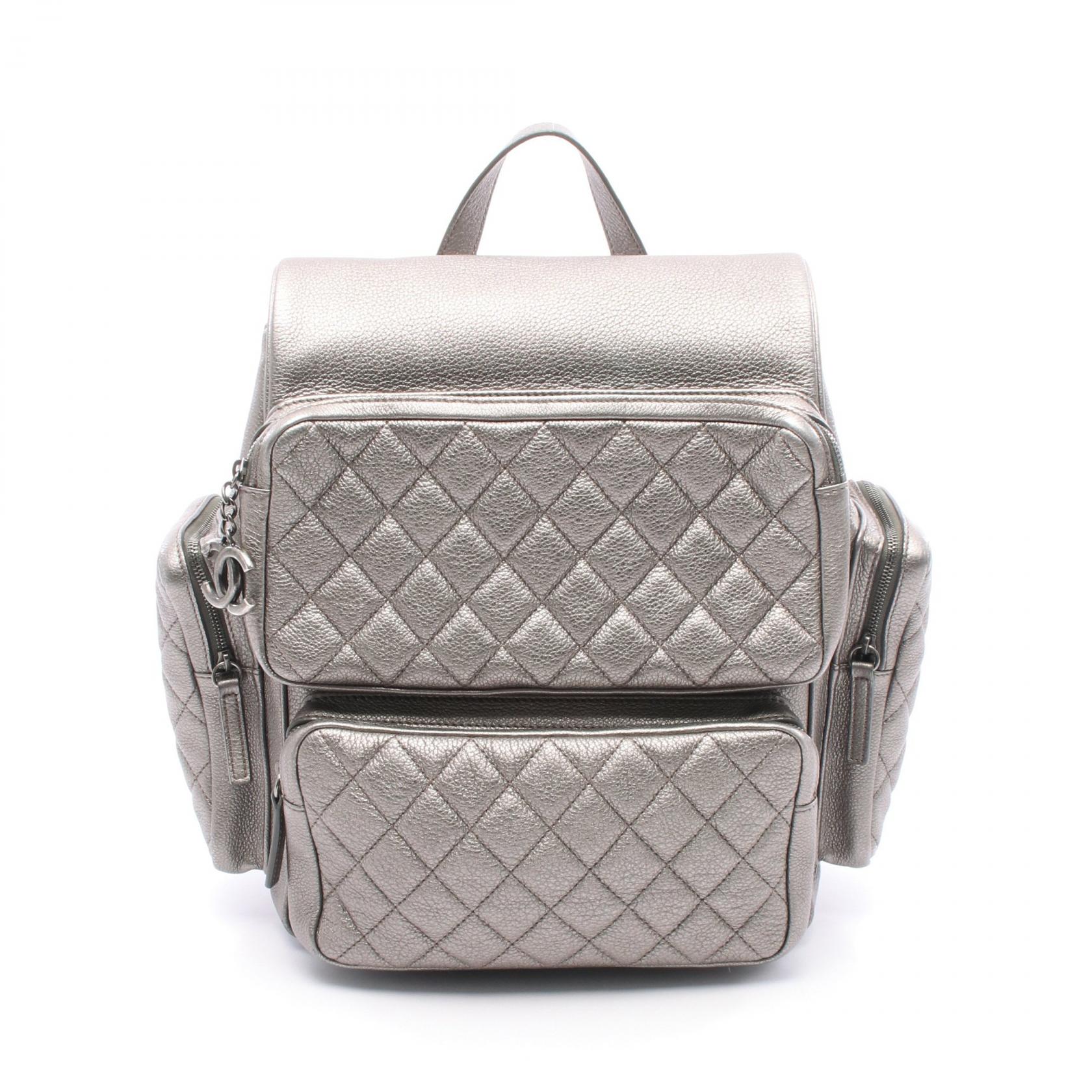 シャネル CHANEL マトラッセ リュックサック バックパック バッグ カーフ（牛革） シルバー系 【中古】