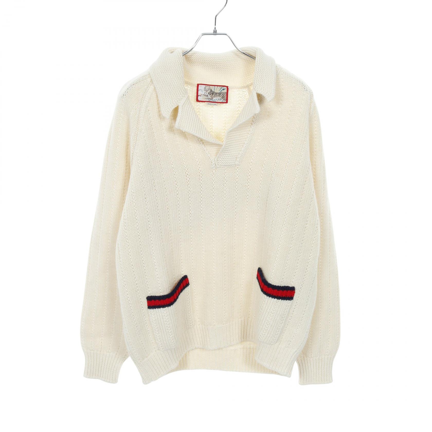 GUCCI ミントグリーン 半袖ニットセーター コットンウール