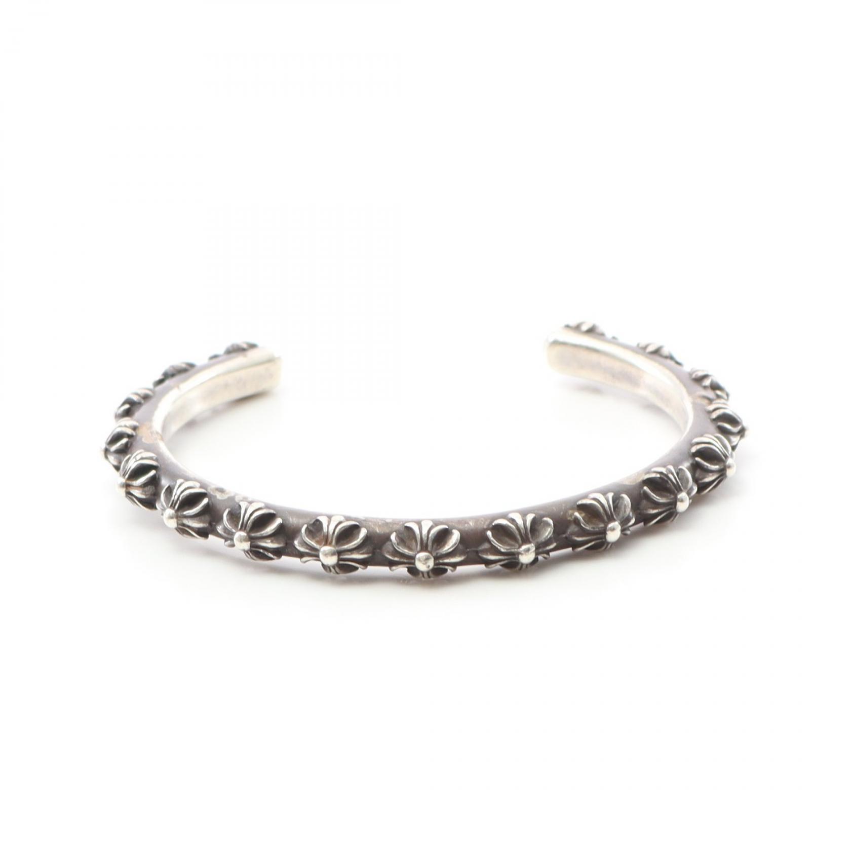 シルバー925ダブルフローラルクロスバングル / ブレスレット / カフバングル CHROME HEARTS クロムハーツ（原本無） ダブル フローラルクロス