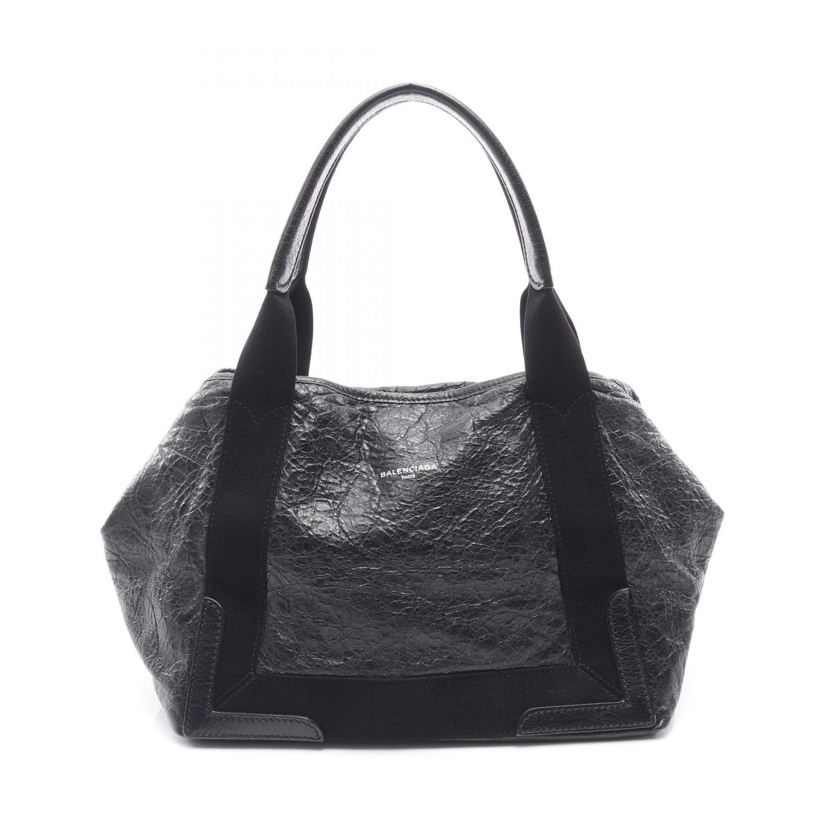 バレンシアガ トートバッグ　ナチュラル＆ブラック　ネイビーカバス　Mサイズ　美品 NAVY（BALENCIAGA） バレンシアガ トートバッグ ネイビーカバス