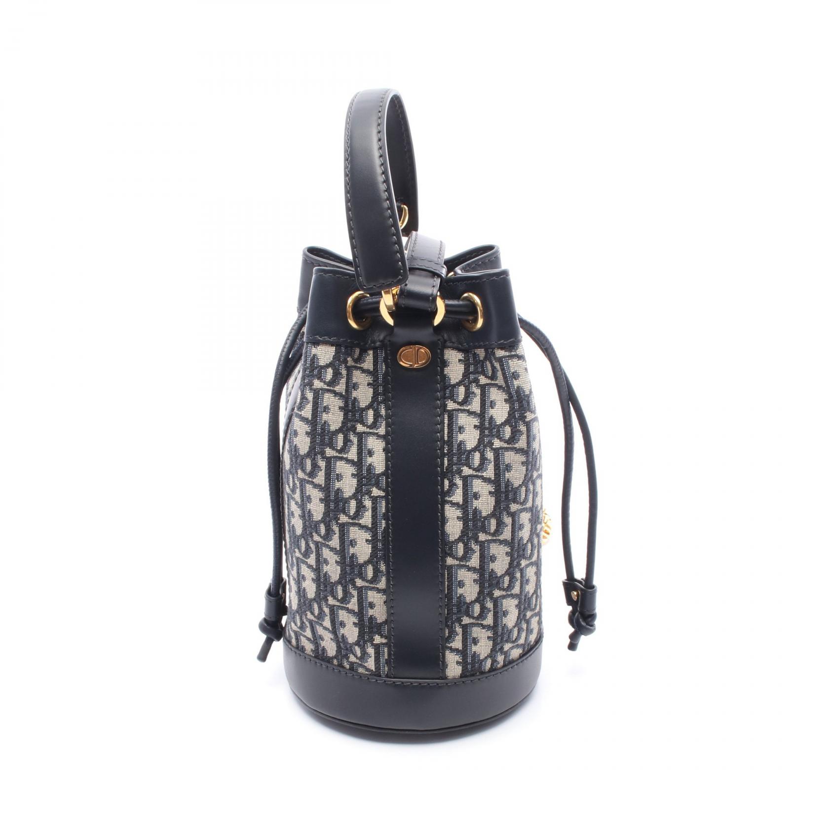 ディオール Dior オブリーク リュックサック バックパック バッグ キャンバス レザー ネイビー系 / グレー系 【中古】