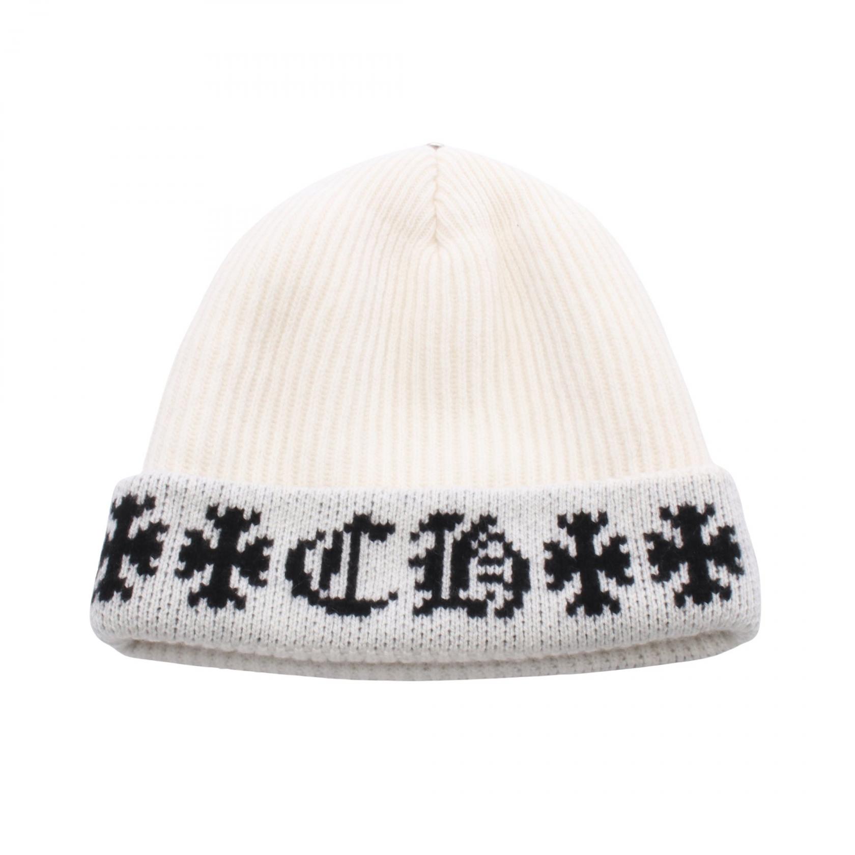 クロムハーツ カシミア 白 ニット ビーニー CHROME HEARTS クロムハーツ ニット帽 ビーニー カシミヤ 白