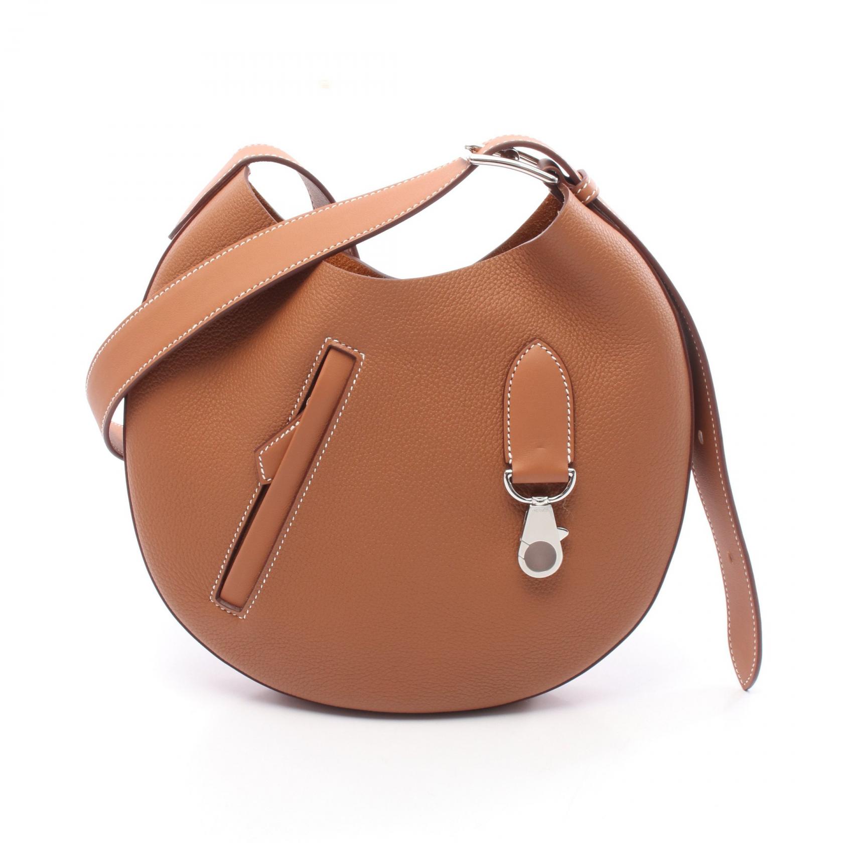 HERMES ブラウンレザーショルダーバッグ~~ HERMES エルメス 斜め掛けショルダーバッグ オニメトゥ レザー