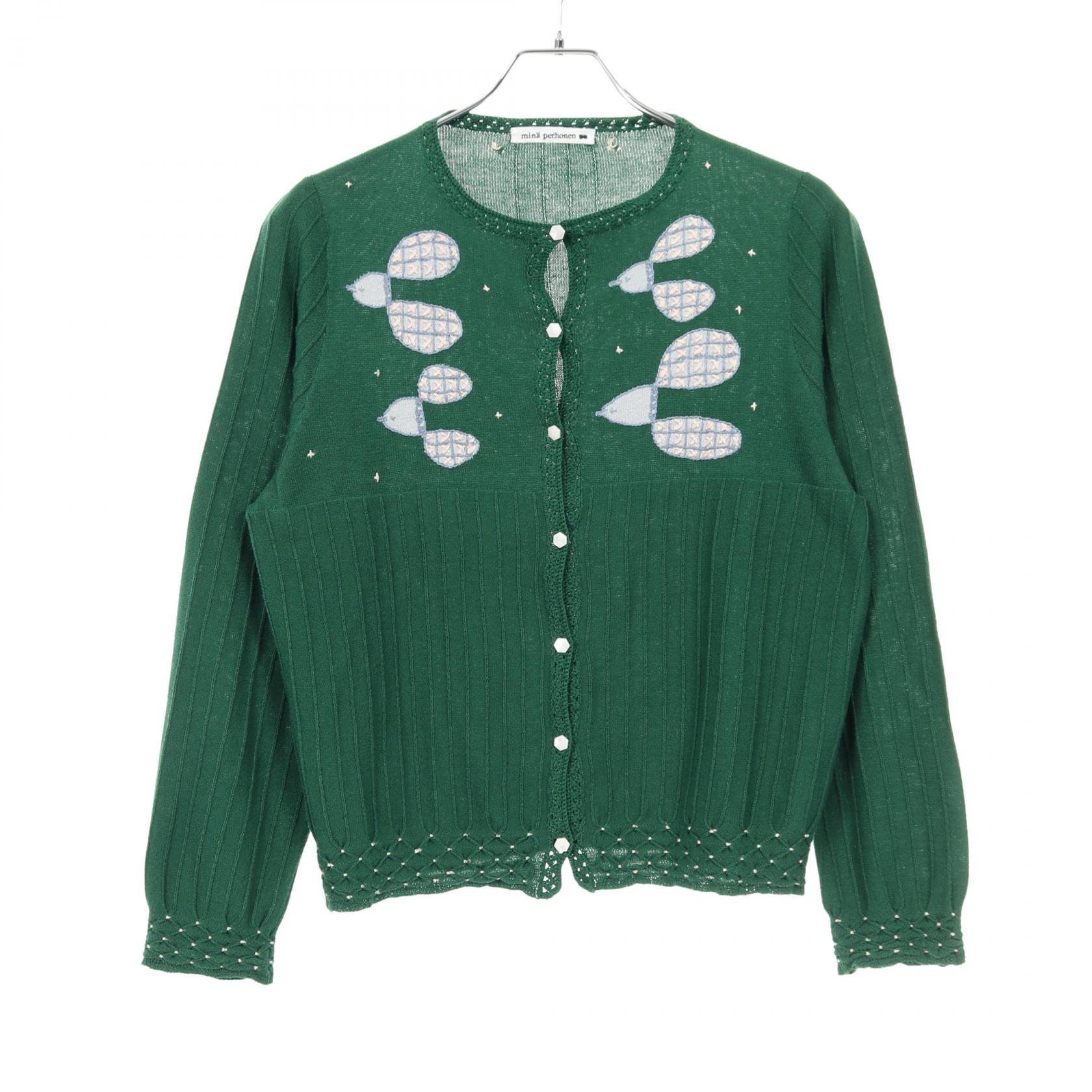 ミナペルホネン♡リネン　カーディガン　usagi ネイビー　グレー　36 drop-kaitori_j33-2504-19