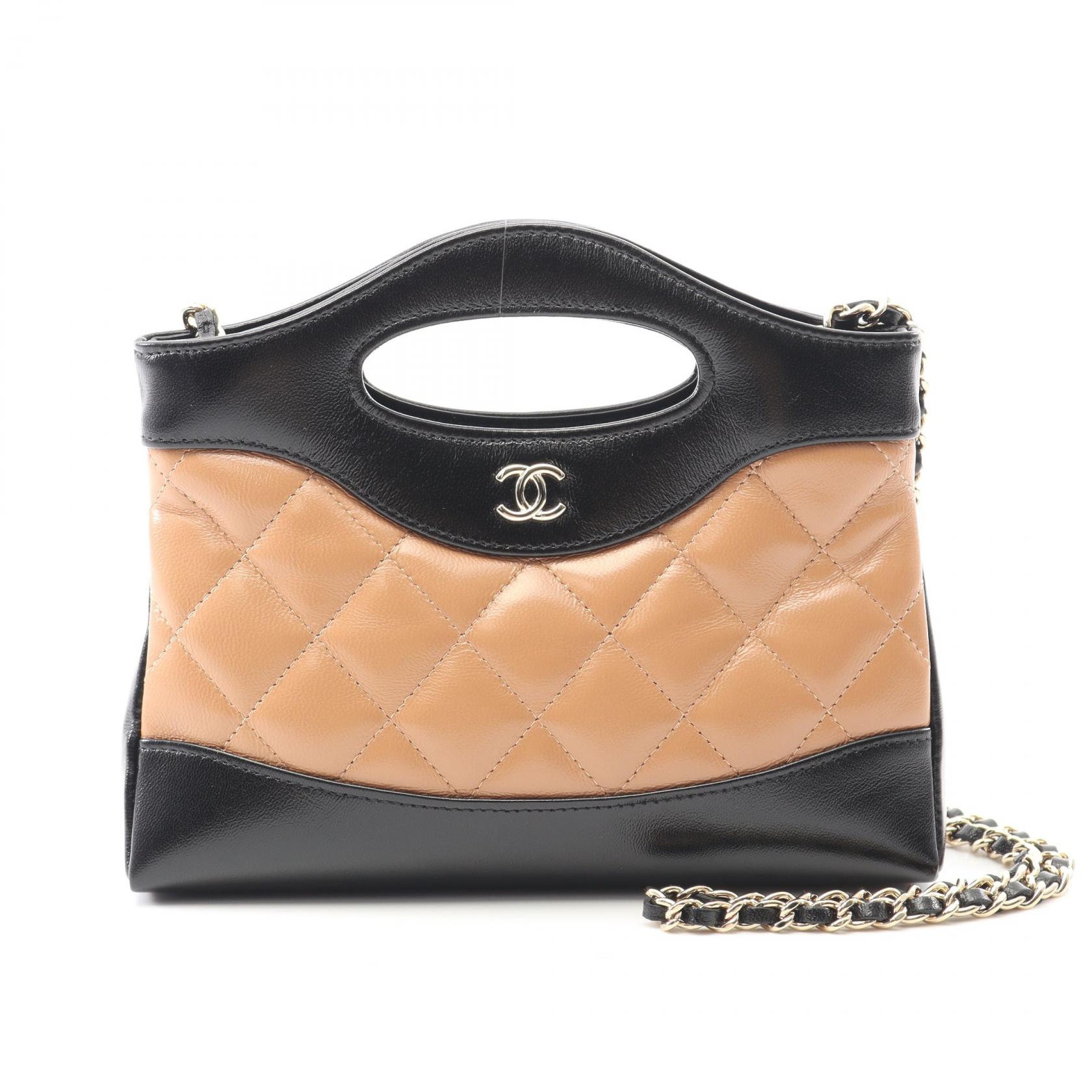 【15%OFFクーポン 7/19 20時~7/26 9:59】シャネル CHANEL シャネル31 ナノ ショルダーバッグ バッグ レザー ブラック系 / ベージュ系 AP3656 【中古】|RECLO(リクロ)店