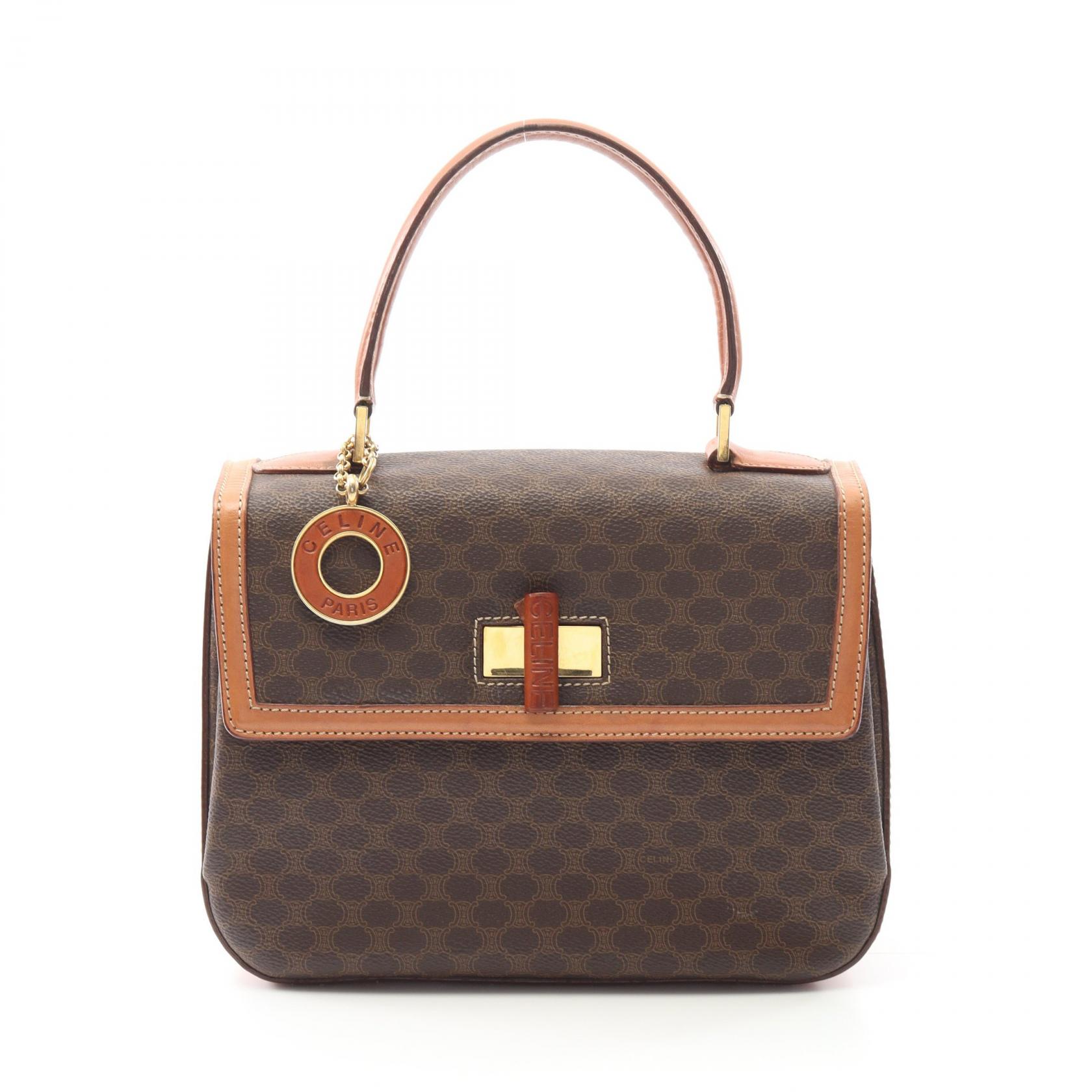 【CELINE】2wayバッグ　ハンドバッグ　マカダム柄　PVC ダークブラウン CELINE】2wayバッグ ハンドバッグ マカダム柄 PVC ダークブラウン
