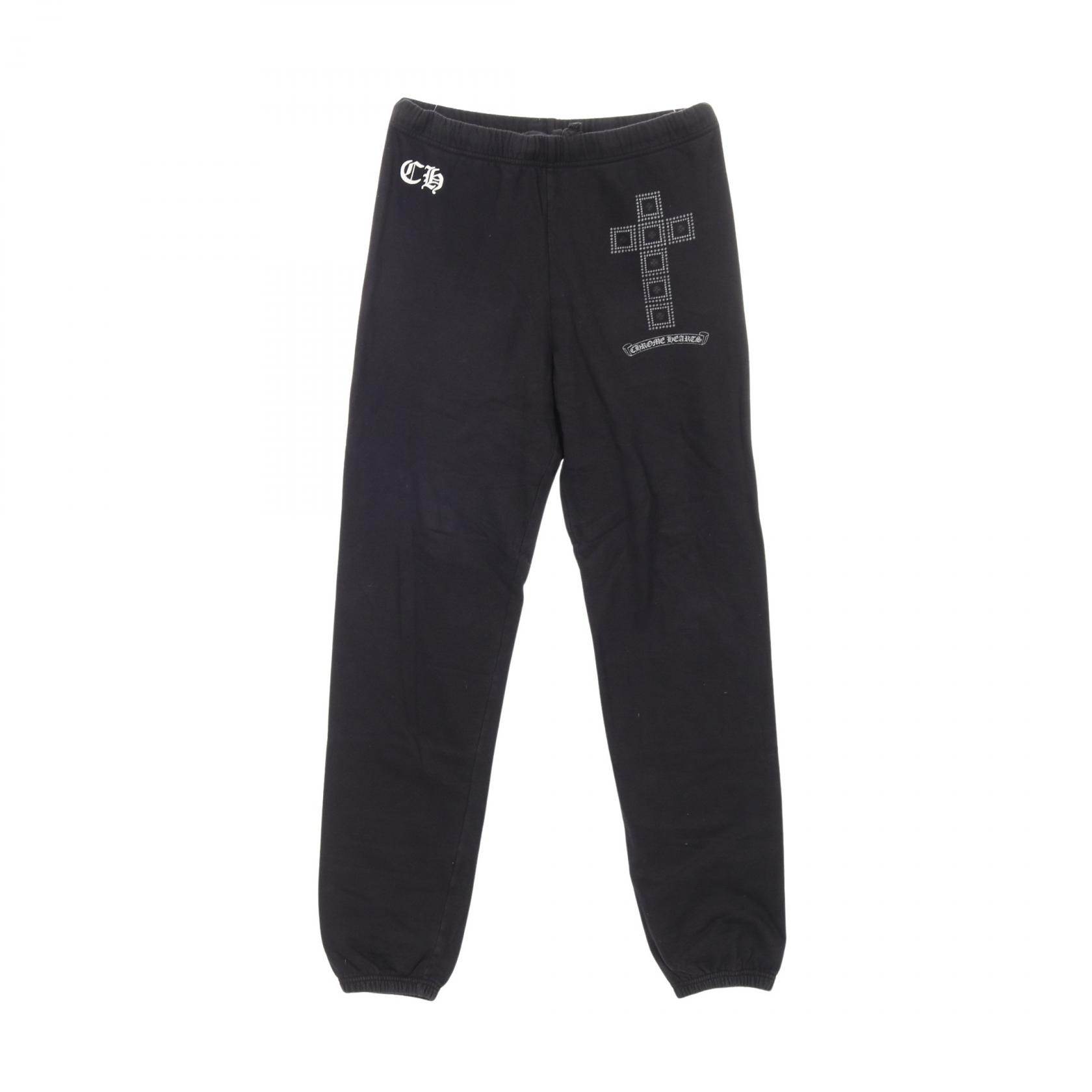 【20%OFFクーポン対象 4/4 20時-4/10 23:59】クロムハーツ CHROME HEARTS フレームドクロス パンツ 衣料品 ボトムス コットン ブラック系 【中古】