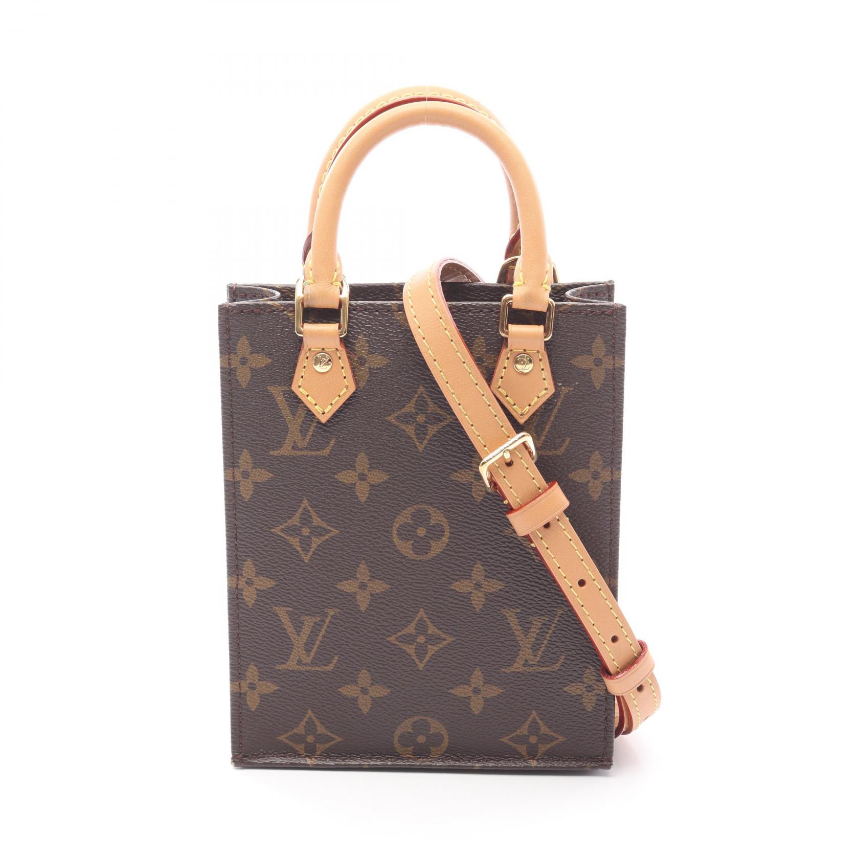 【15%OFFクーポン対象 4/4 20時-4/10 23:59】ルイ・ヴィトン LOUIS VUITTON プティット サックプラ ハンドバッグ バッグ PVCコーティングキャンバス レザー モノグラム ブラウン系 M81295 【中古】