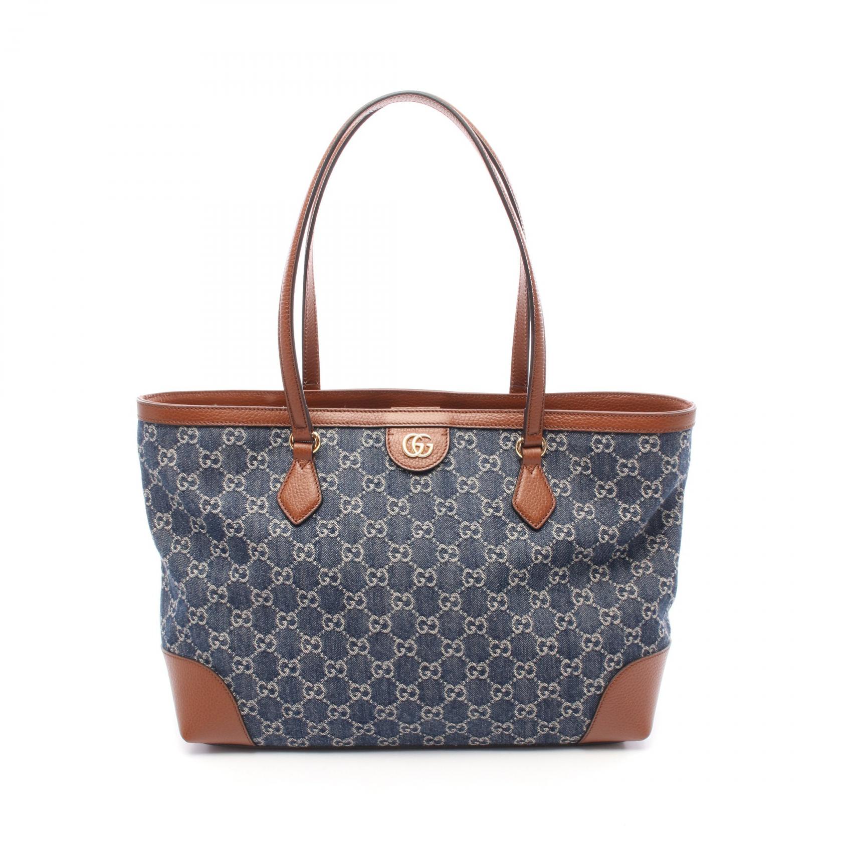Gucci ネイビー　デニム　バッグ 中古・古着通販】GUCCI (グッチ) デニム地2WAYバッグ GG
