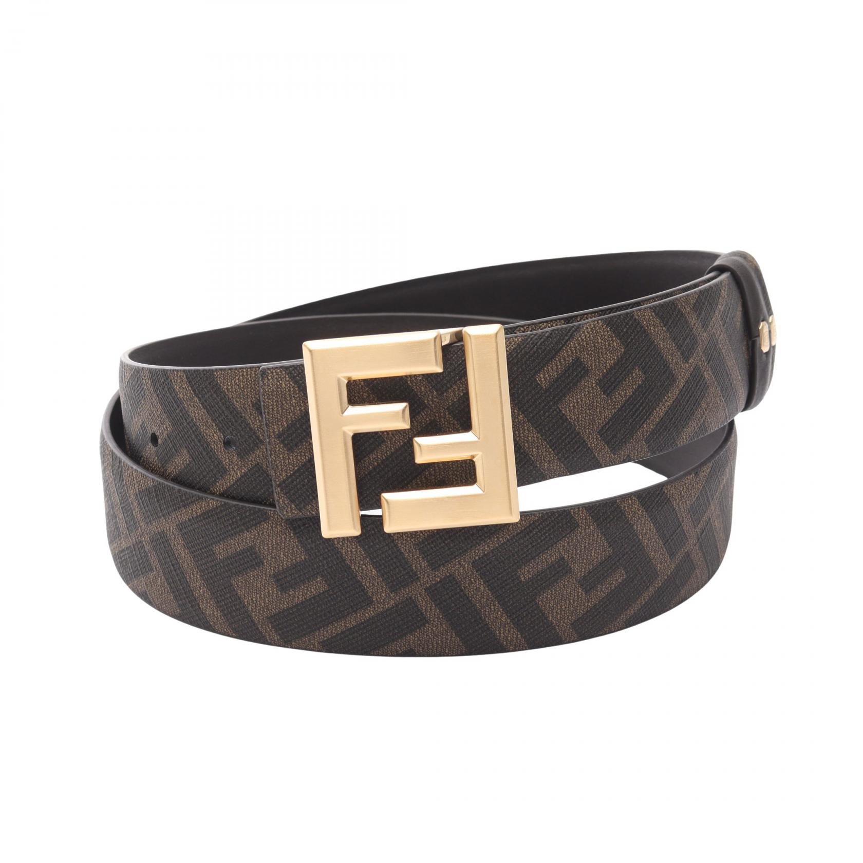 未使用☆フェンディ　FENDI　FFズッカ　レザー　ベルト FENDI フェンディ ズッカ ロゴバックル ベルト ブラック レザー