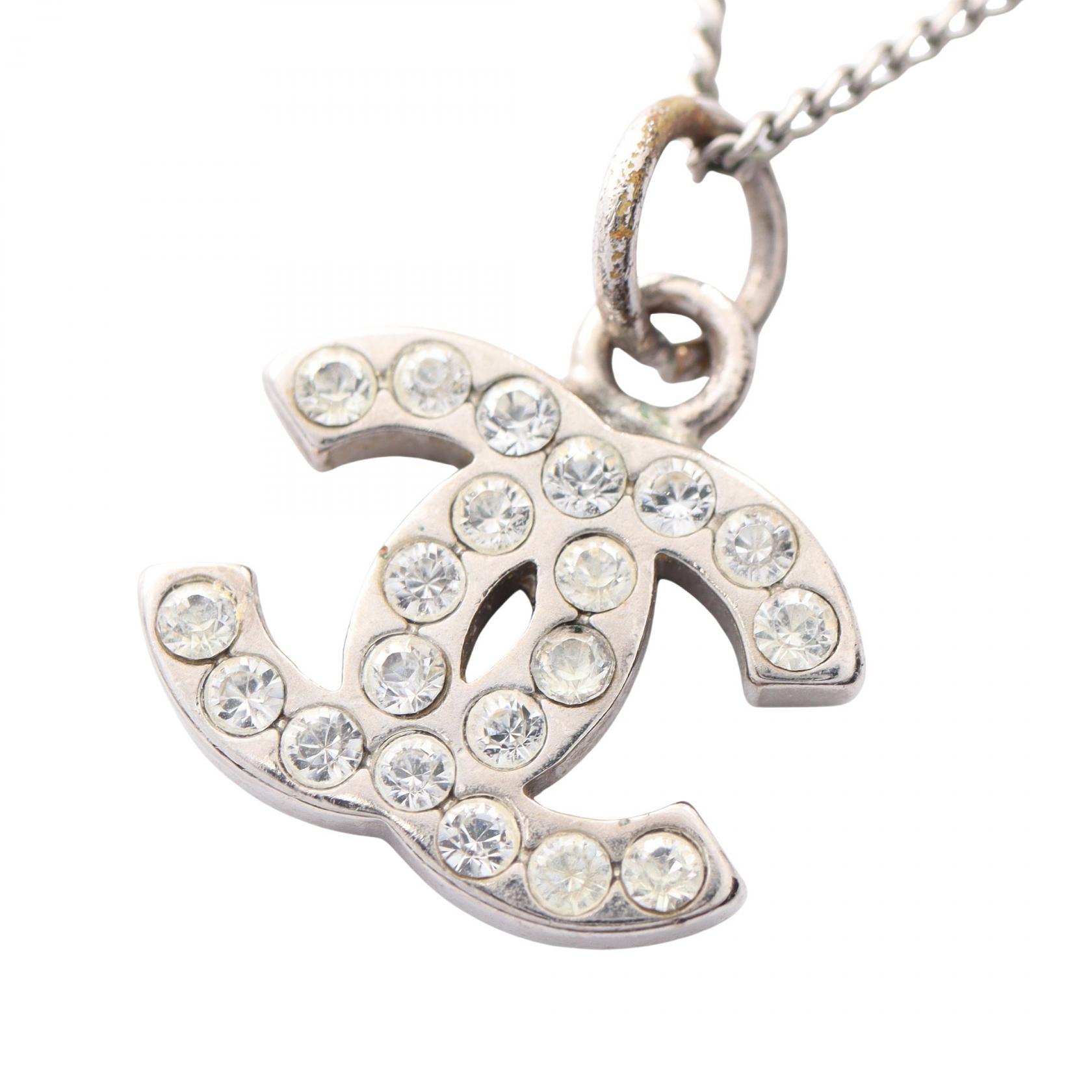 シャネル CHANEL ココマーク ネックレス ジュエリー ステンレススチール ラインストーン シルバー系 / クリア系 【中古】 42,900円