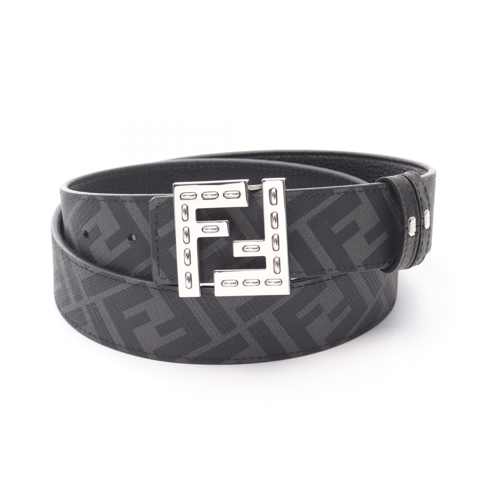 フェンディ FENDI FFスクエア ベルト 衣料品 レザー ブラック系 / グレー系 7C0535AFF1F0GXN95 【新品】