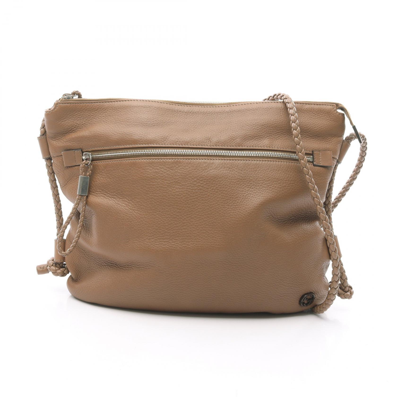 グッチ GUCCI インターロッキングG ショルダーバッグ バッグ レザー ブラウン系 268244 【中古】