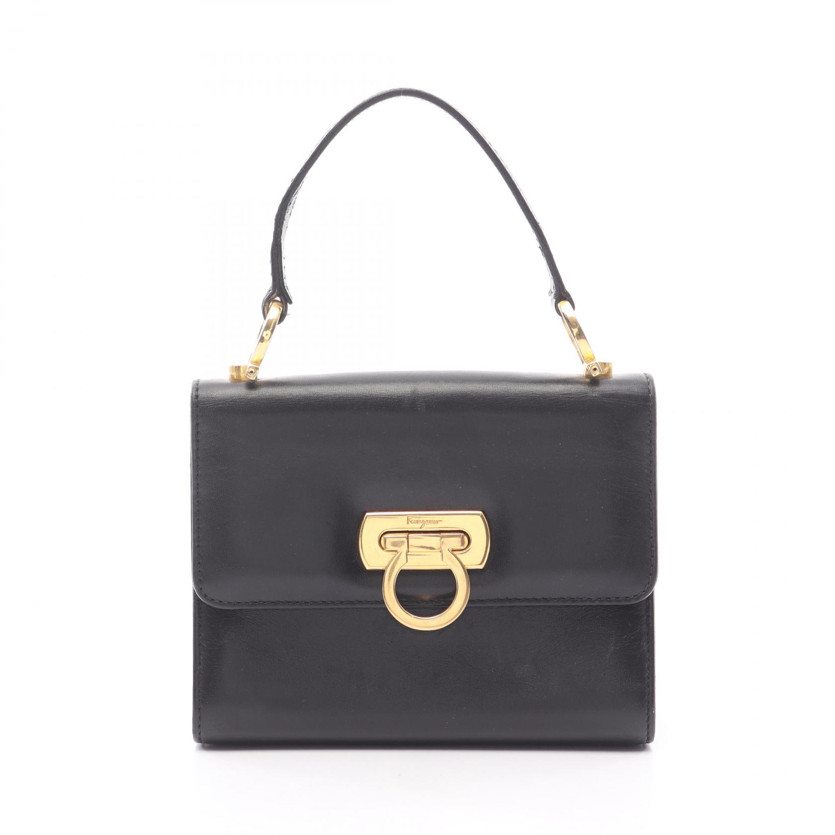 サルヴァトーレフェラガモ Salvatore Ferragamo ガンチーニ ハンドバッグ バッグ レザー ブラック系 【中古】