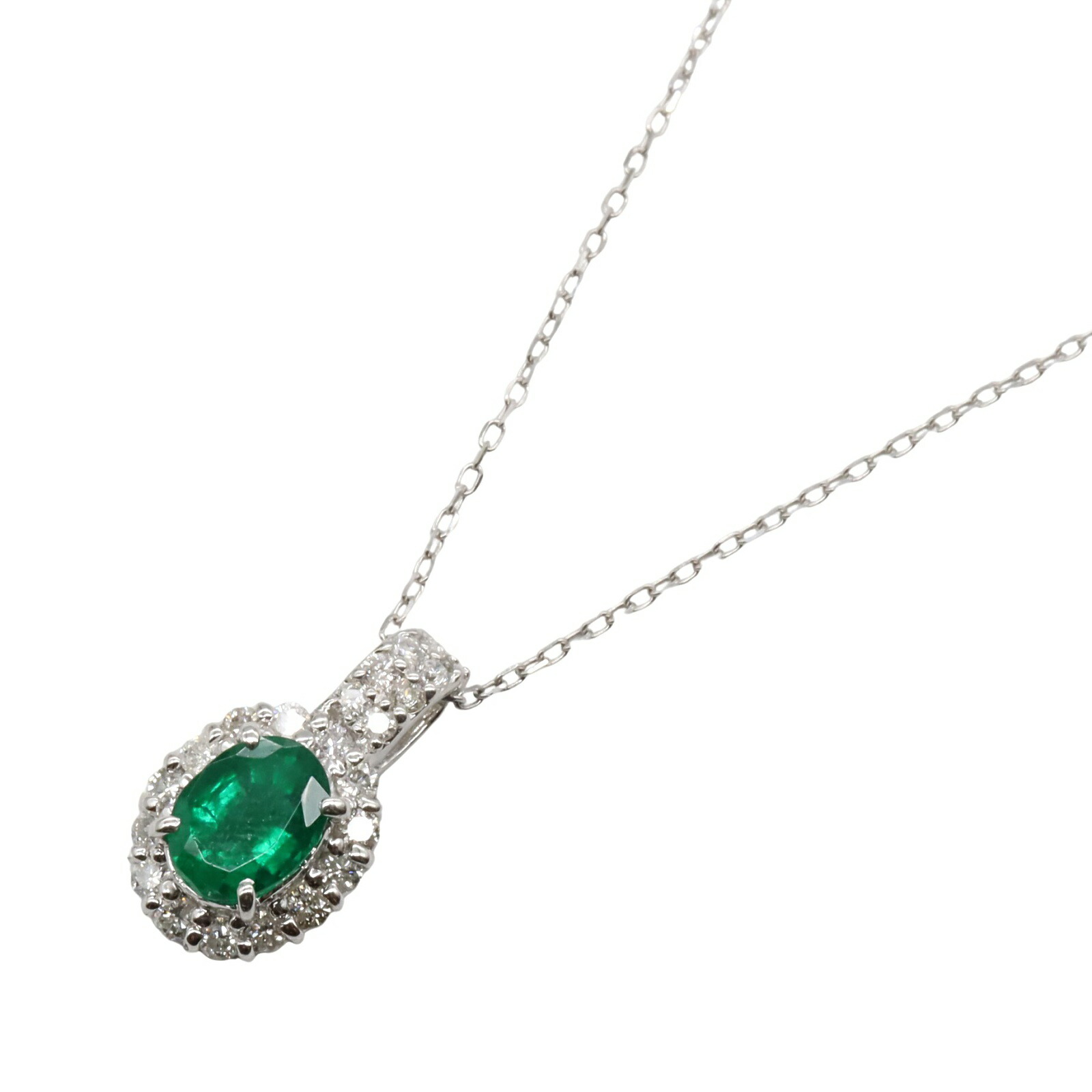 K18 white gold ダイヤモンド　エメラルド　ネックレス 楽天市場】エメラルド 2.4ct ネックレス K18WG ホワイトゴールド