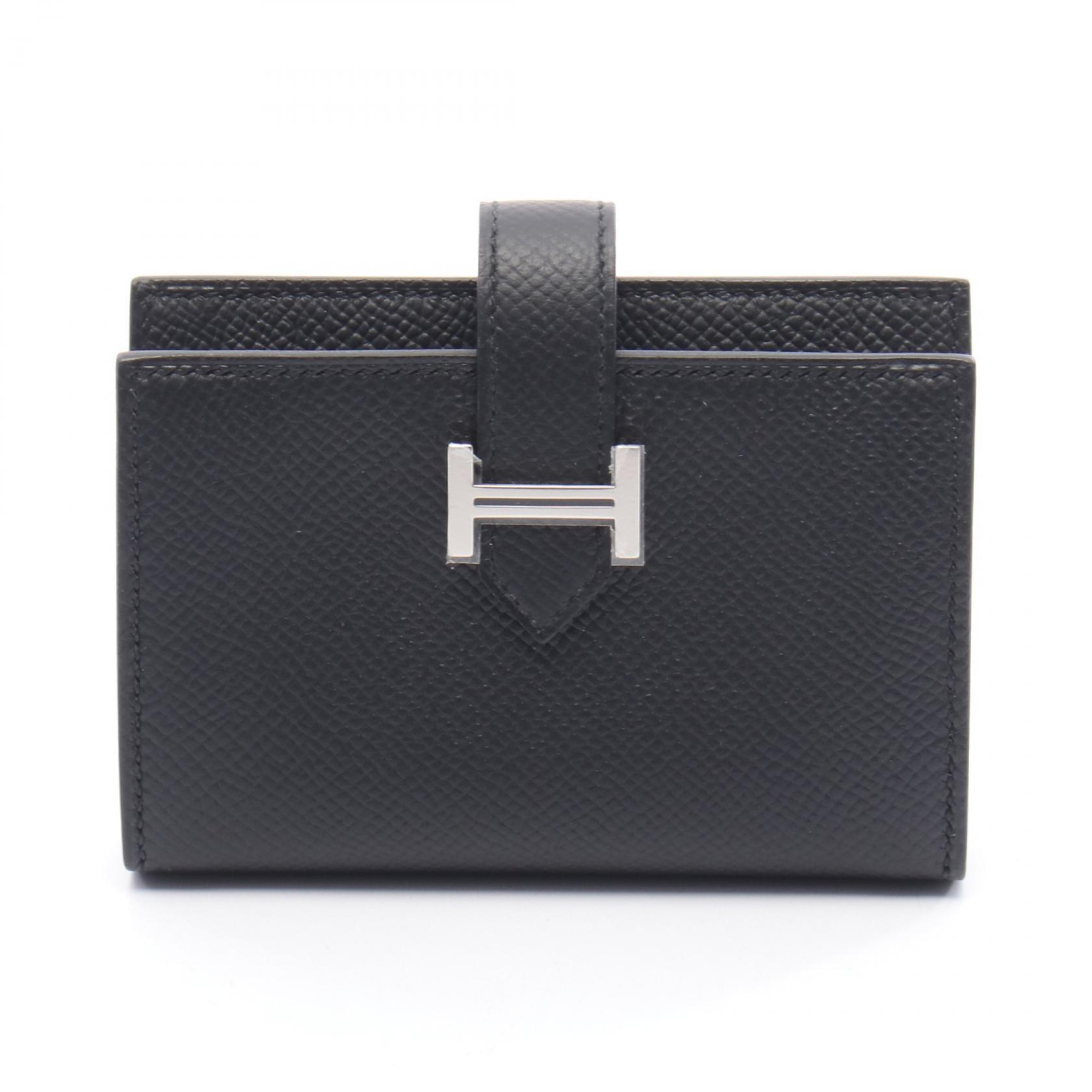 エルメス　HERMES　カードケース　ベアン　ミニ　コンパクト　定期入れ　名刺 HERMES （未使用 展示品）エルメス ベアン ミニ モノクローム 二