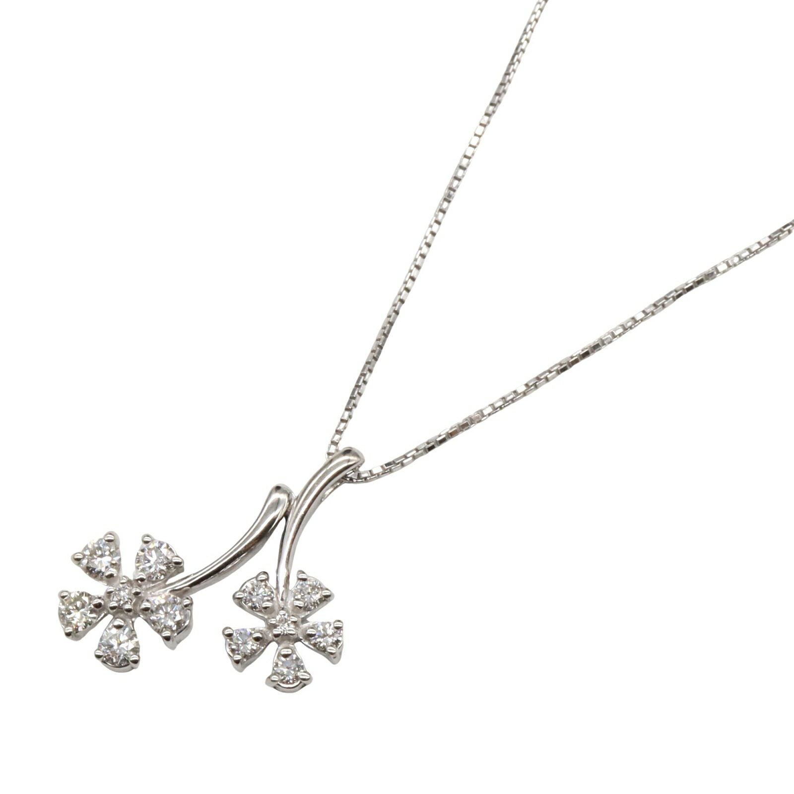 ジュエリー JEWELRY ダイヤモンド ネックレス ネックレス ジュエリー K18WG（ホワイトゴールド） ダイヤモンド クリア系 ﾀﾞｲﾔ 4.5g 【中古】