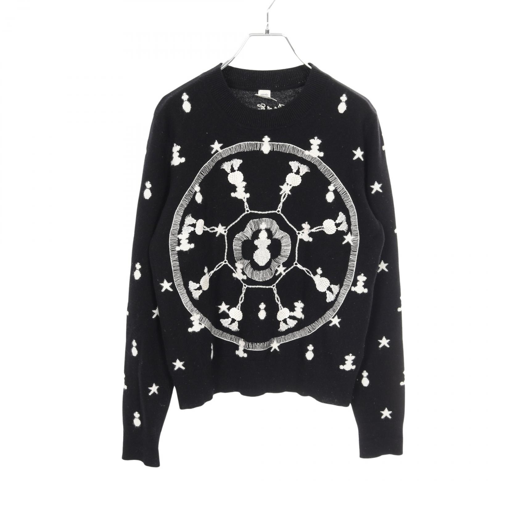 エルメス HERMES Poste et Cavalerie ニット 衣料品 トップス カシミヤ ブラック系 / ホワイト系 【中古】