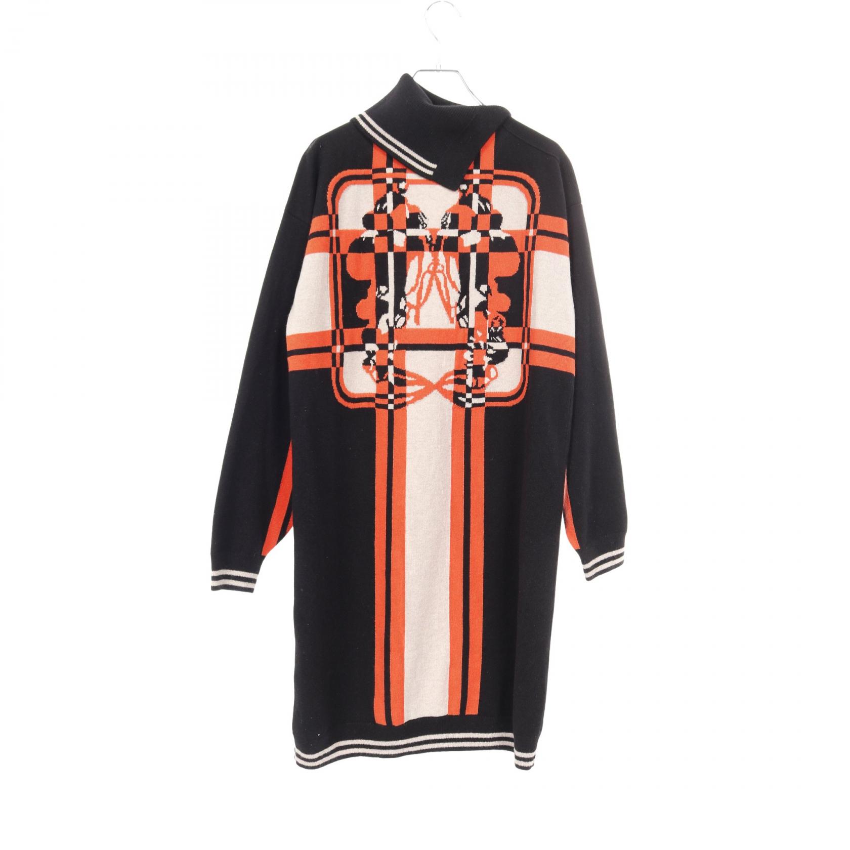 【20%OFFクーポン 7/19 20時～7/26 9:59】エルメス HERMES BRIDES de GALA ワンピース 衣料品 トップス カシミヤ ブラック系 / ベージュ系 / オレンジ系 【中古】｜RECLO（リクロ）店