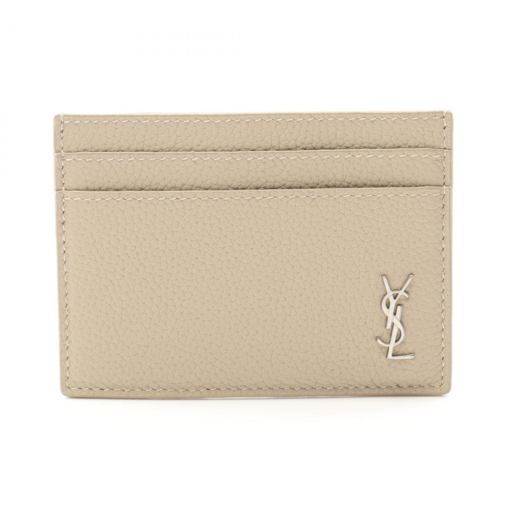 サンローランパリ SAINT LAURENT PARIS タイニー カサンドラ カードケース アクセサリー レザー ベージュ系 607603DTI0E9607 【中古】
