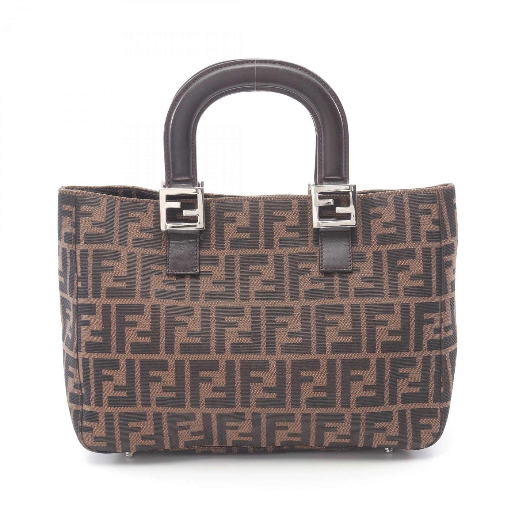 FENDI ズッカ　ハンドバッグ　トートバッグ　ナイロン　レザー　ブラウン 楽天市場】FENDI フェンディ ズッカ柄 エトニコ ハンドバッグ