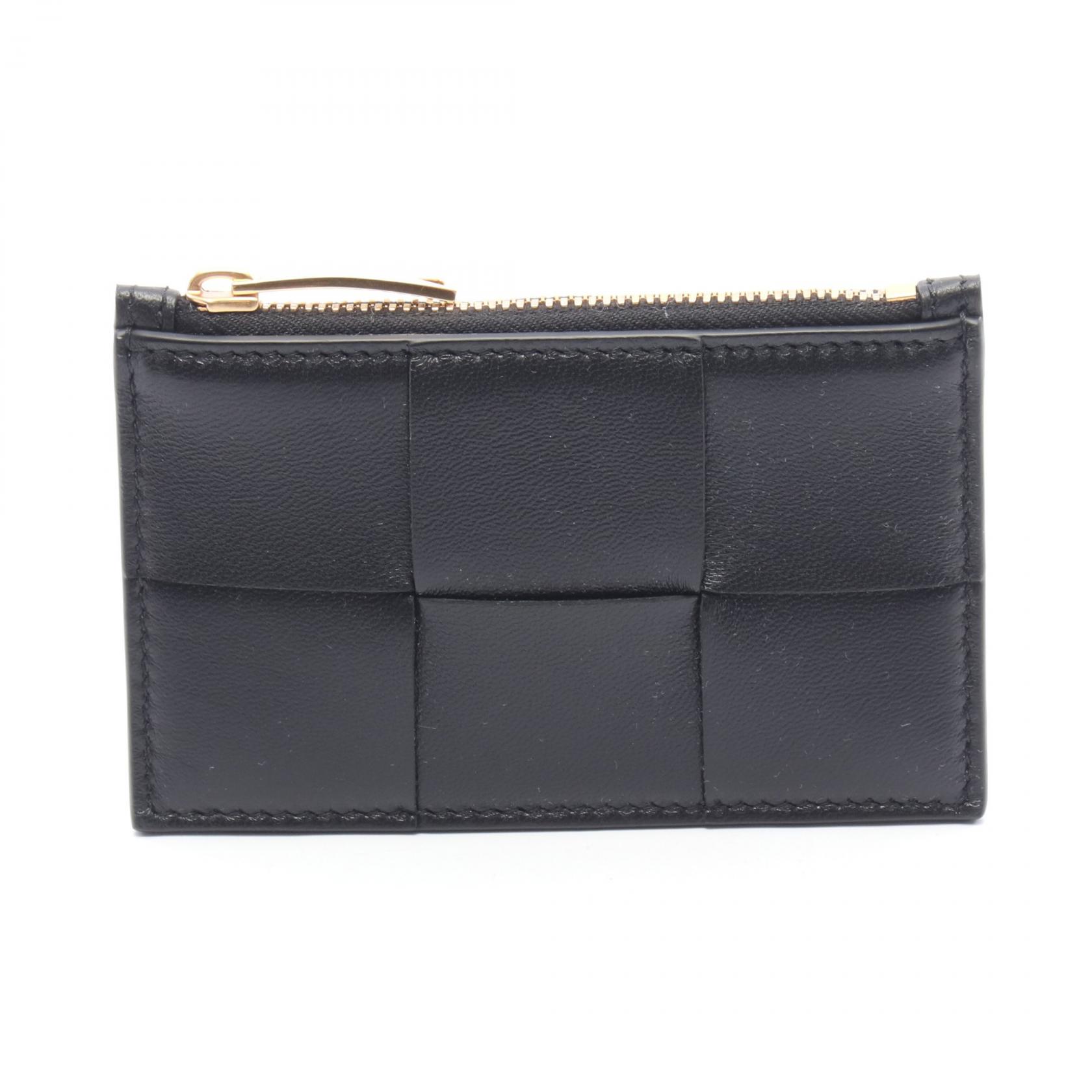 ボッテガヴェネタ BOTTEGA VENETA マキシイントレチャート コインケース 財布 レザー ブラック系 681010VCQC48425 【中古】