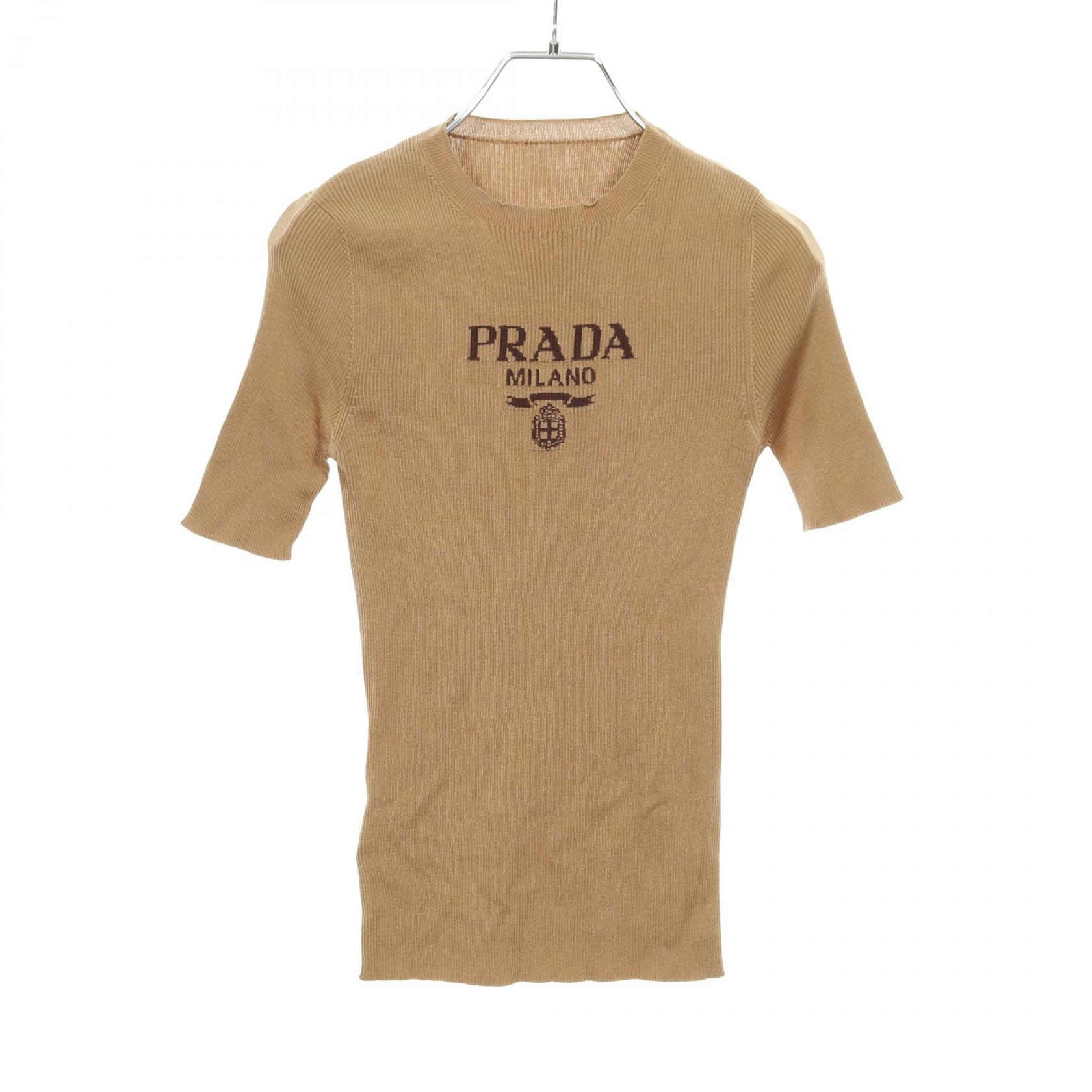 希少美品　PRADA スポーツ　半袖ニット PRADA 美品 プラダ 総柄 ジャガード ウール100％ 半袖 ニット