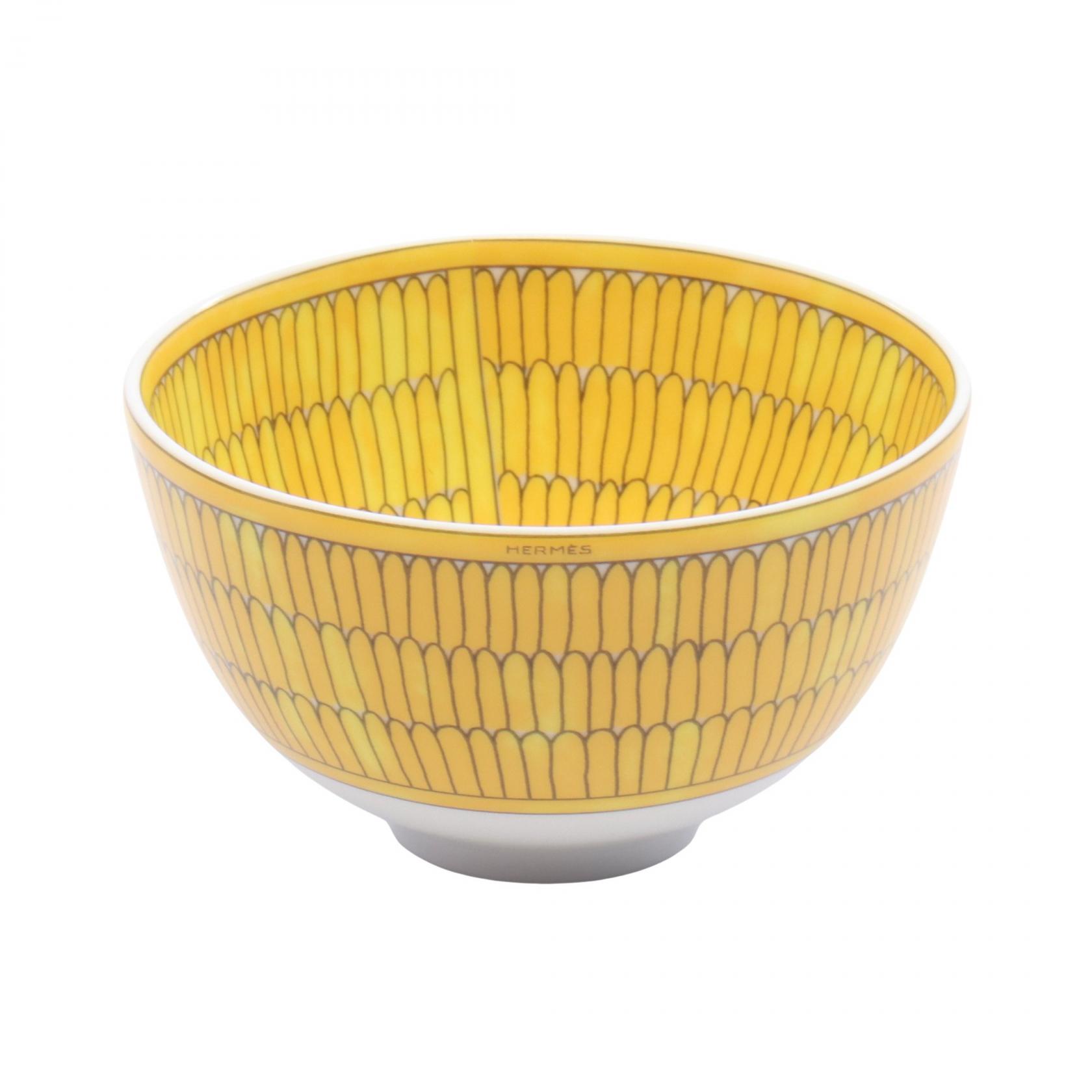 エルメス HERMES ソレイユドゥエルメス ボウルPM 食器 アクセサリー 陶器 イエロー系 / ホワイト系 / グレー系 【中古】