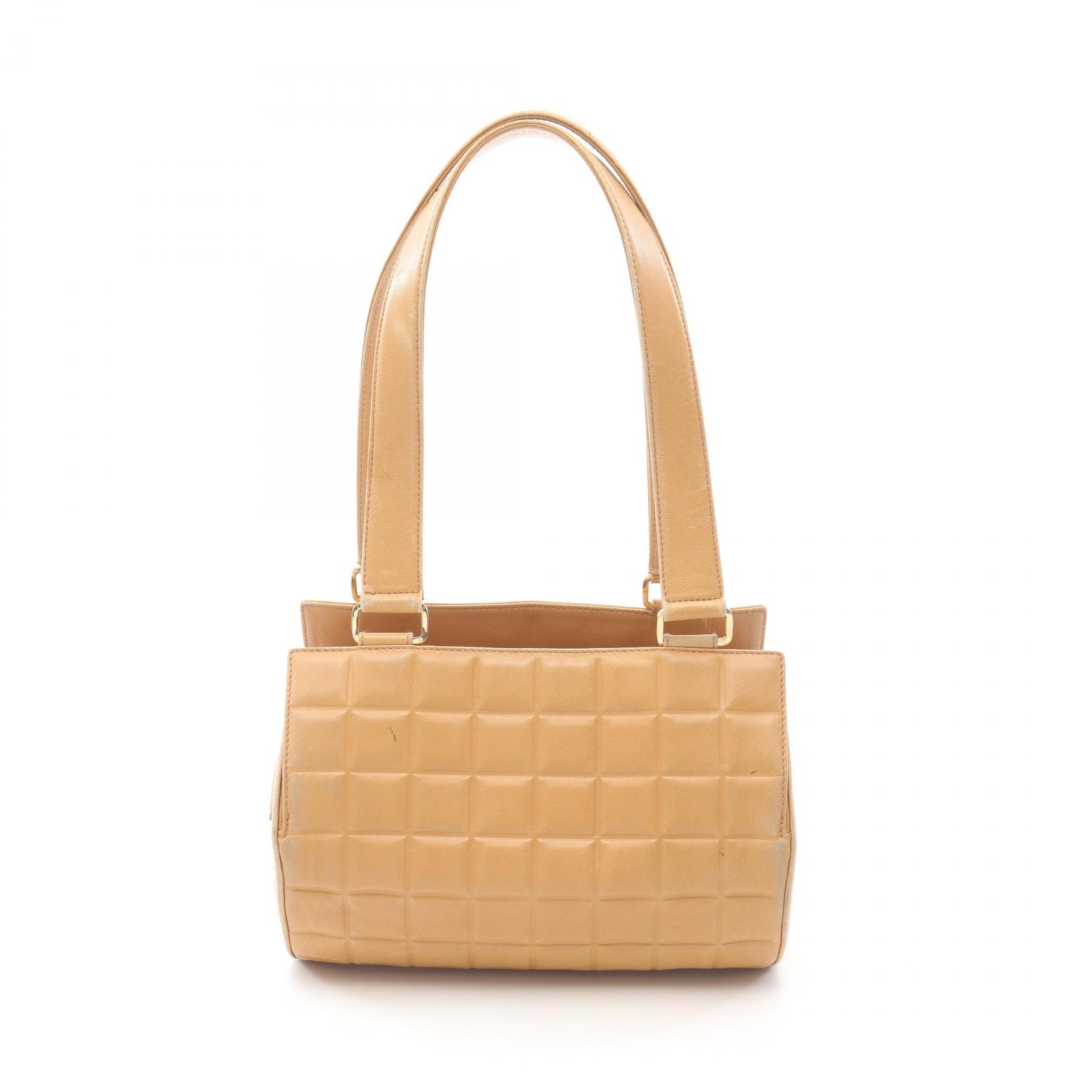 【15%OFFクーポン対象 4/4 20時-4/10 23:59】シャネル CHANEL チョコバー ハンドバッグ バッグ レザー ベージュ系 【中古】