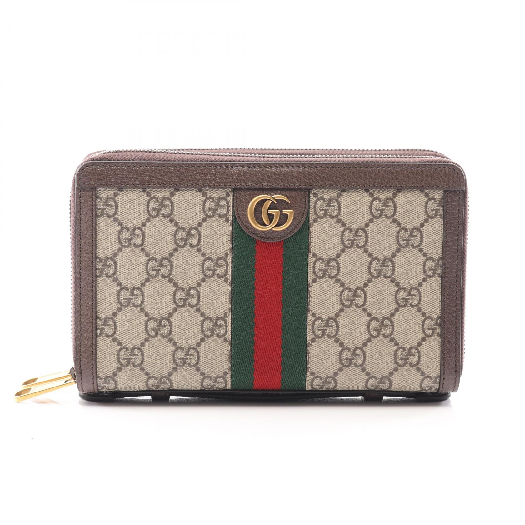 グッチ GUCCI オフィディア トラベルケース GGスプリーム ラウンド長財布 財布 レザー PVC ベージュ系 / マルチカラー 75161096IWT8745 【中古】