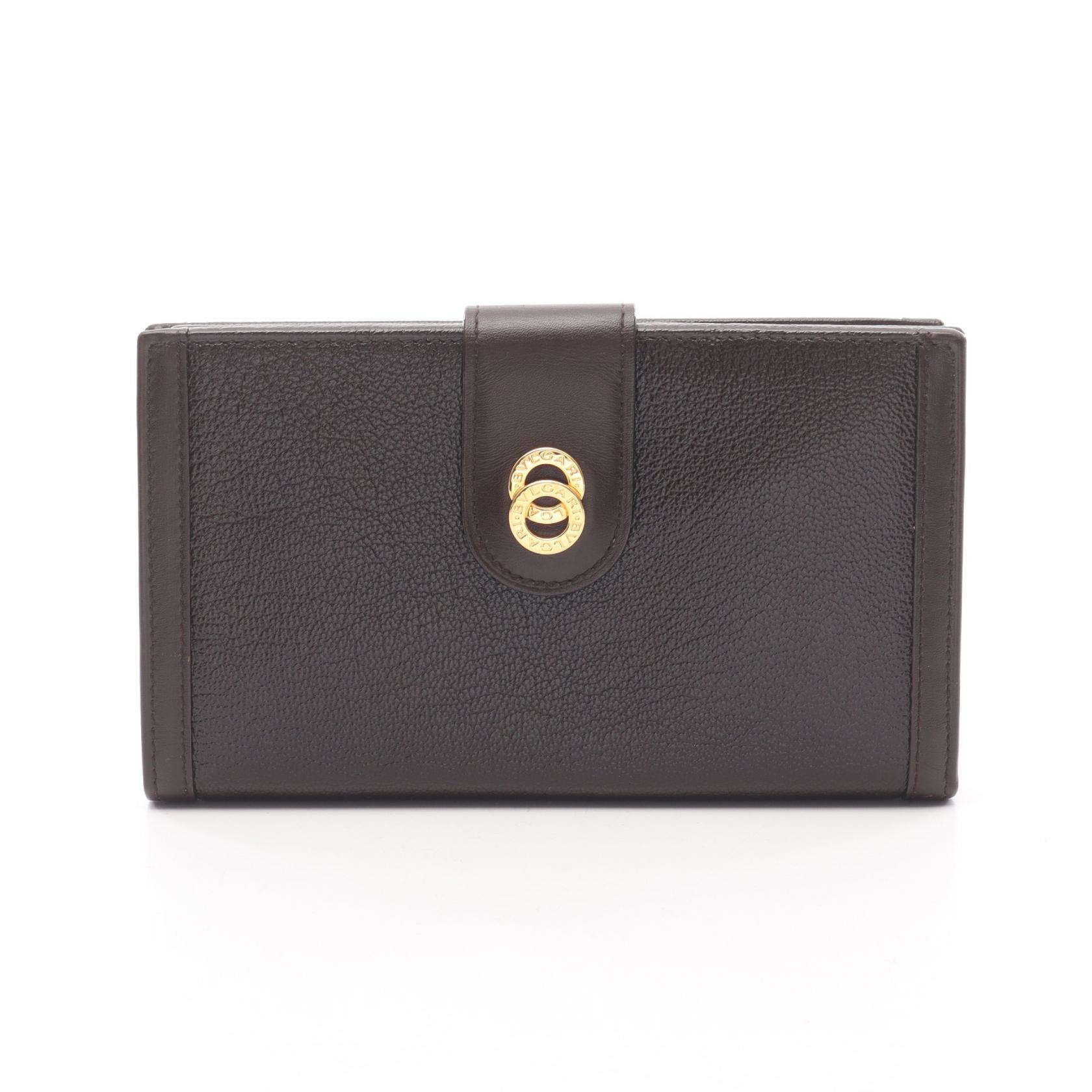 ブルガリ BVLGARI ドッピオトンド 二つ折り長財布 財布 レザー ブラウン系 【中古】