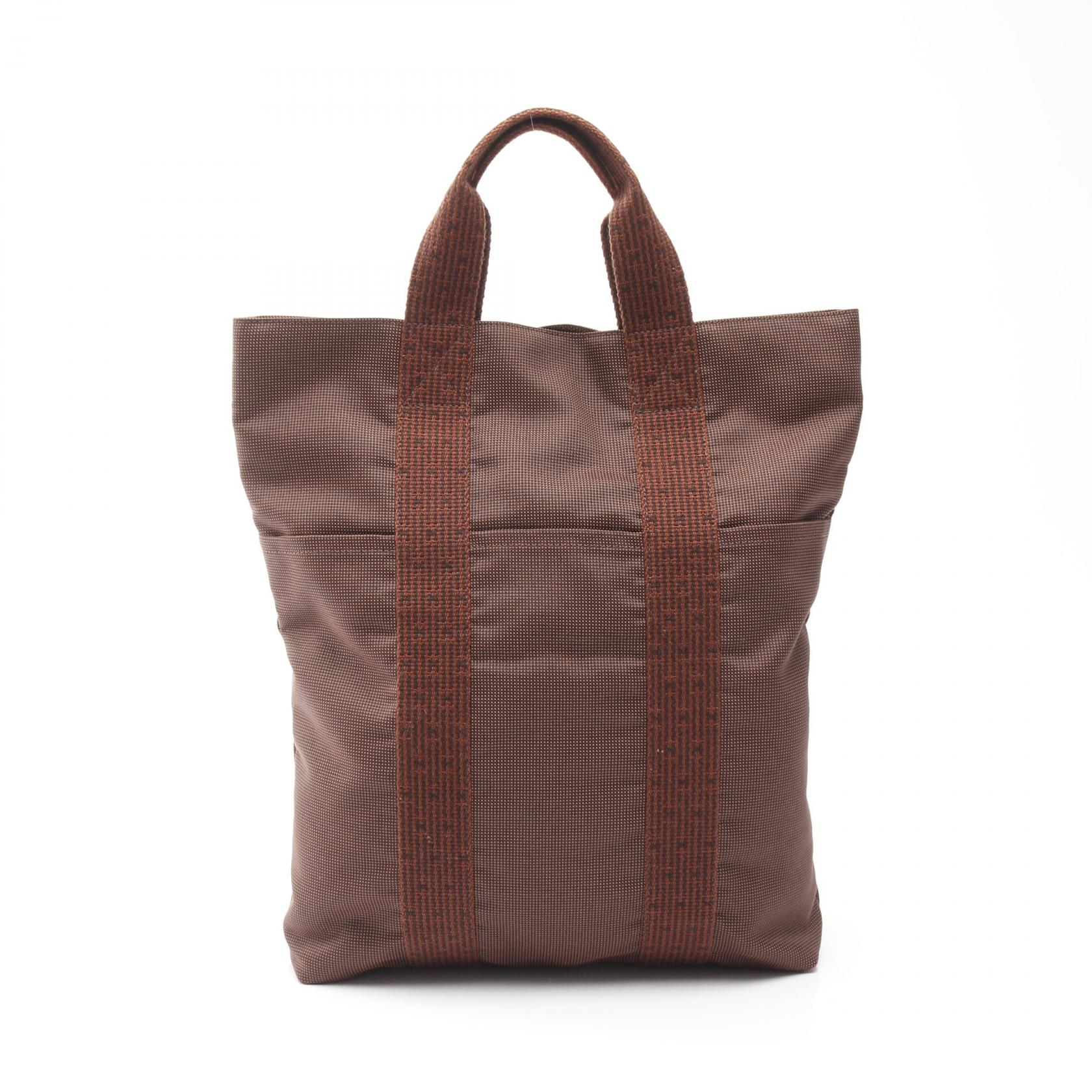 エルメス HERMES エールライン カバス トートバッグ バッグ ナイロンキャンバス ブラウン系 【中古】