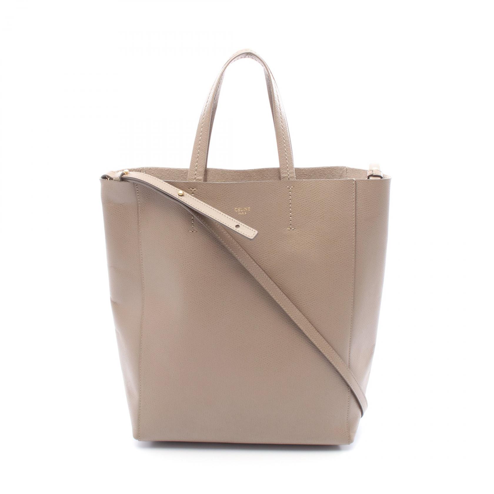 【15%OFFクーポン対象 4/4 20時-4/10 23:59】セリーヌ CELINE バーティカル スモール カバ トートバッグ バッグ レザー ブラウン系 【中古】 66,550円