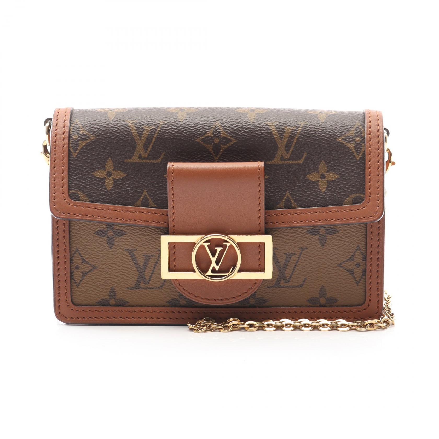 ルイ・ヴィトン LOUIS VUITTON ポルトフォイユ ドーフィーヌ ショルダーバッグ バッグ PVCコーティングキャンバス レザー モノグラム・リバース ブラウン系 / ベージュ系 M68746 【中古】