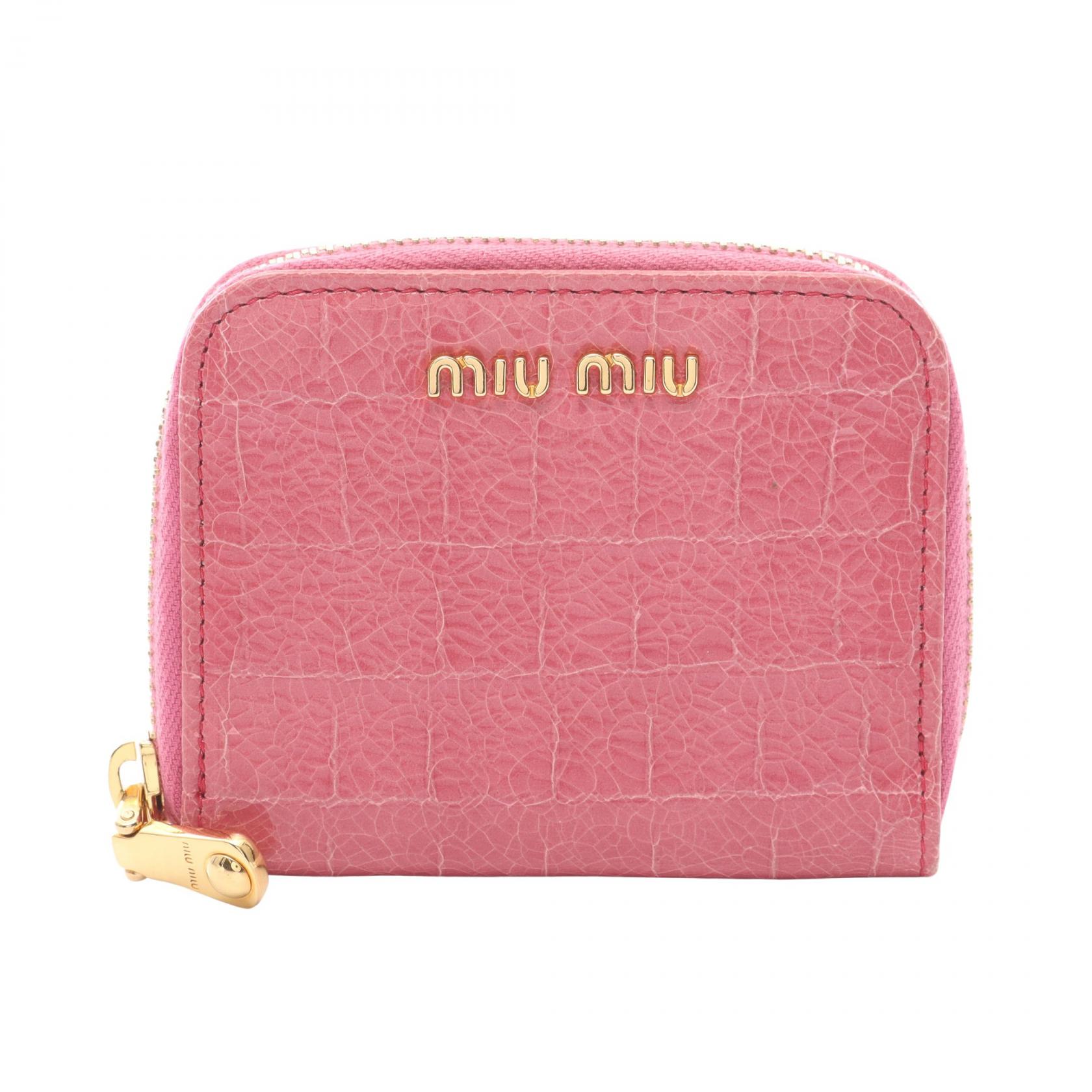 miu miu　コインケース　カードケース　ラウンドファスナー　マドラス　ピンク miu miu コインケース カードケース ラウンドファスナー