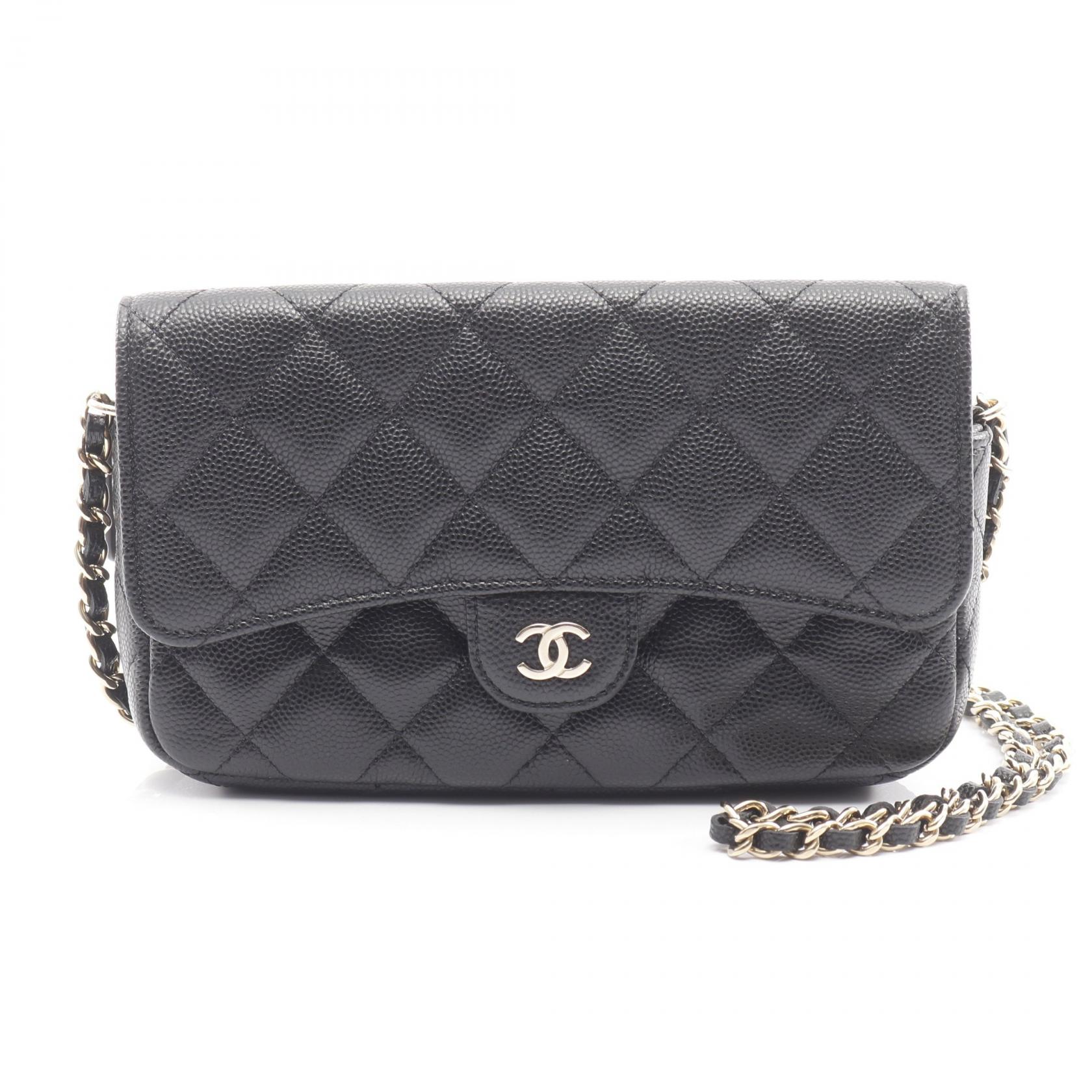 【15%OFFクーポン 7/19 20時～7/26 9:59】シャネル CHANEL マトラッセ チェーンフォンケースウォレット ショルダーバッグ バッグ レザー グレインドカーフスキン ブラック系 AP2096 【中古】｜RECLO（リクロ）店 272,250円