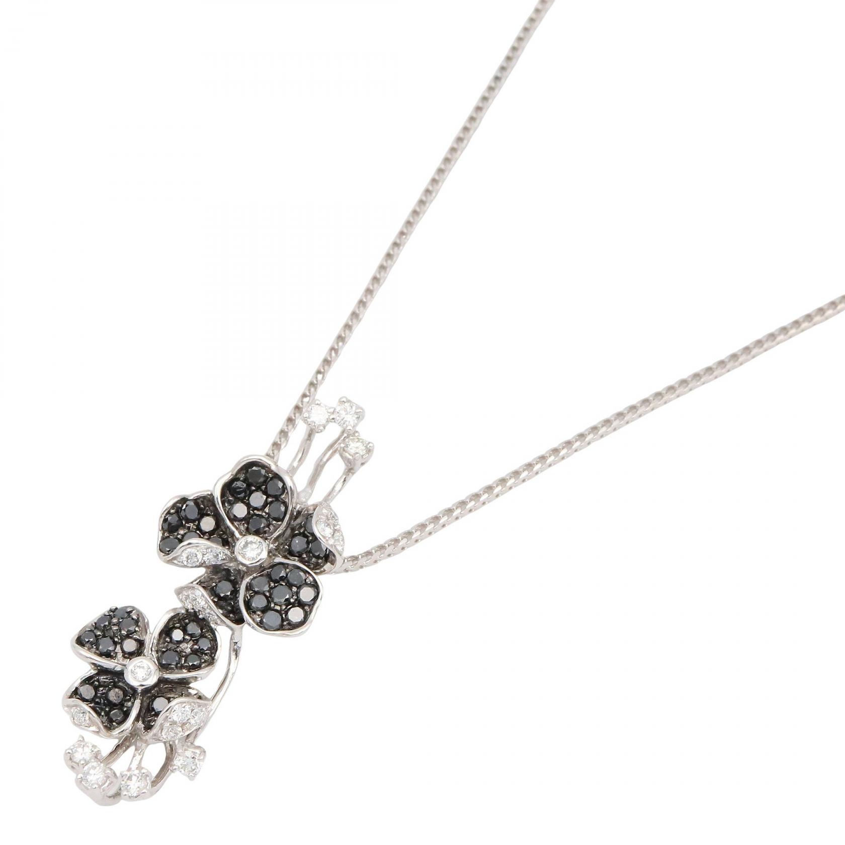 美品 k18 WG ブラック ダイヤ ネックレス ステーション 18金 750 美品 k18 WG ブラック ダイヤ ネックレス ステーション 18金 750 K18WG