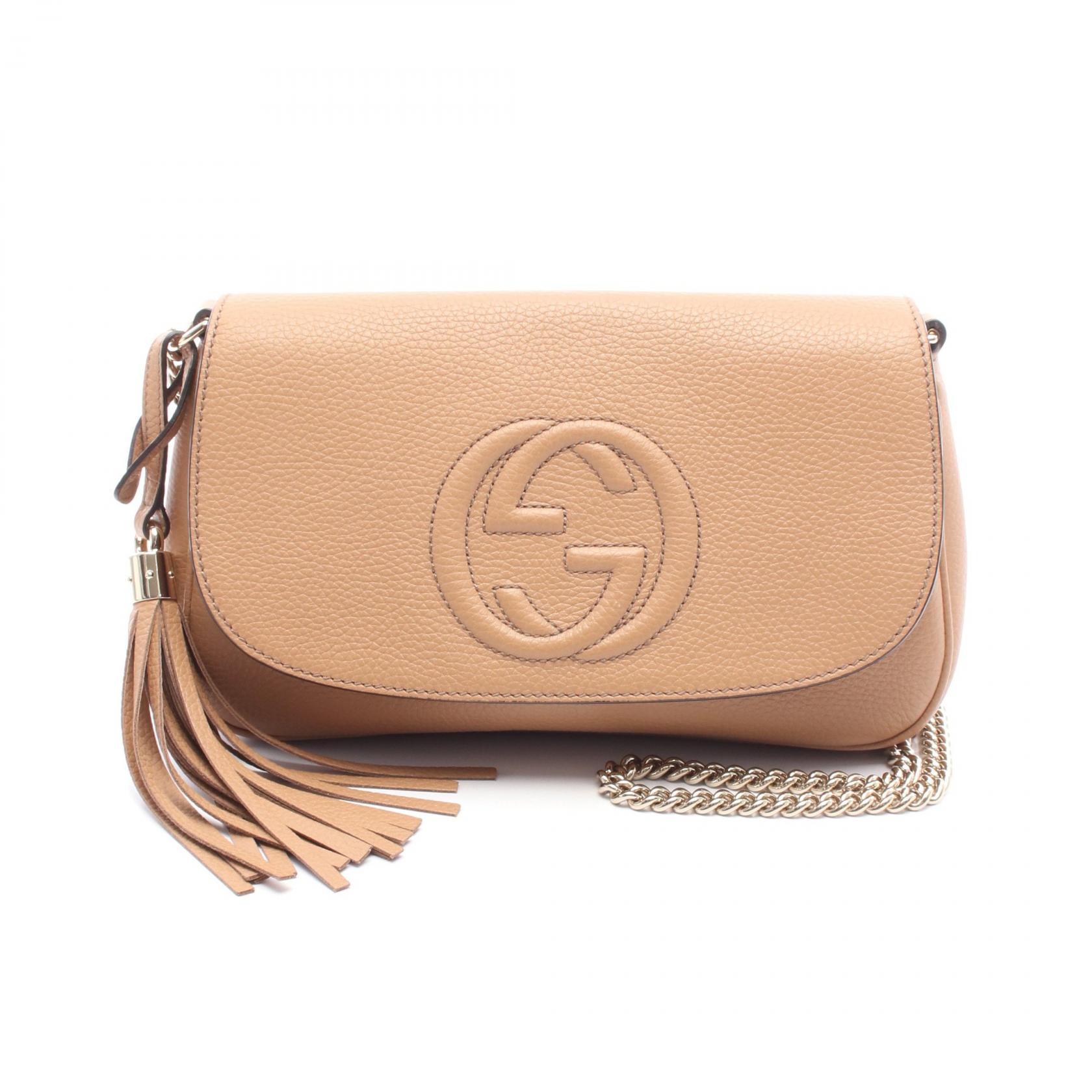 グッチ GUCCI ソーホー インターロッキングG ショルダーバッグ バッグ レザー ブラウン系 536224 【中古】