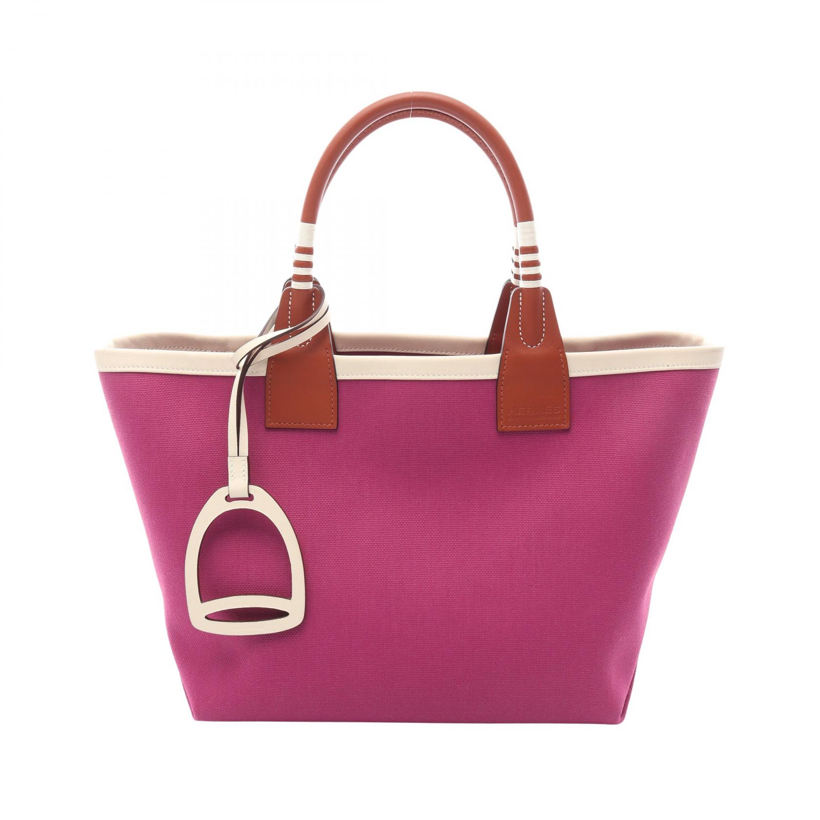 【15%OFFクーポン対象 4/4 20時-4/10 23:59】エルメス HERMES スティープル25 ローズパープル キュイーブル トートバッグ バッグ トワルミリタリー / ヴォースイフト トワルミリタリー ピンク系 / ブラウン系 【中古】