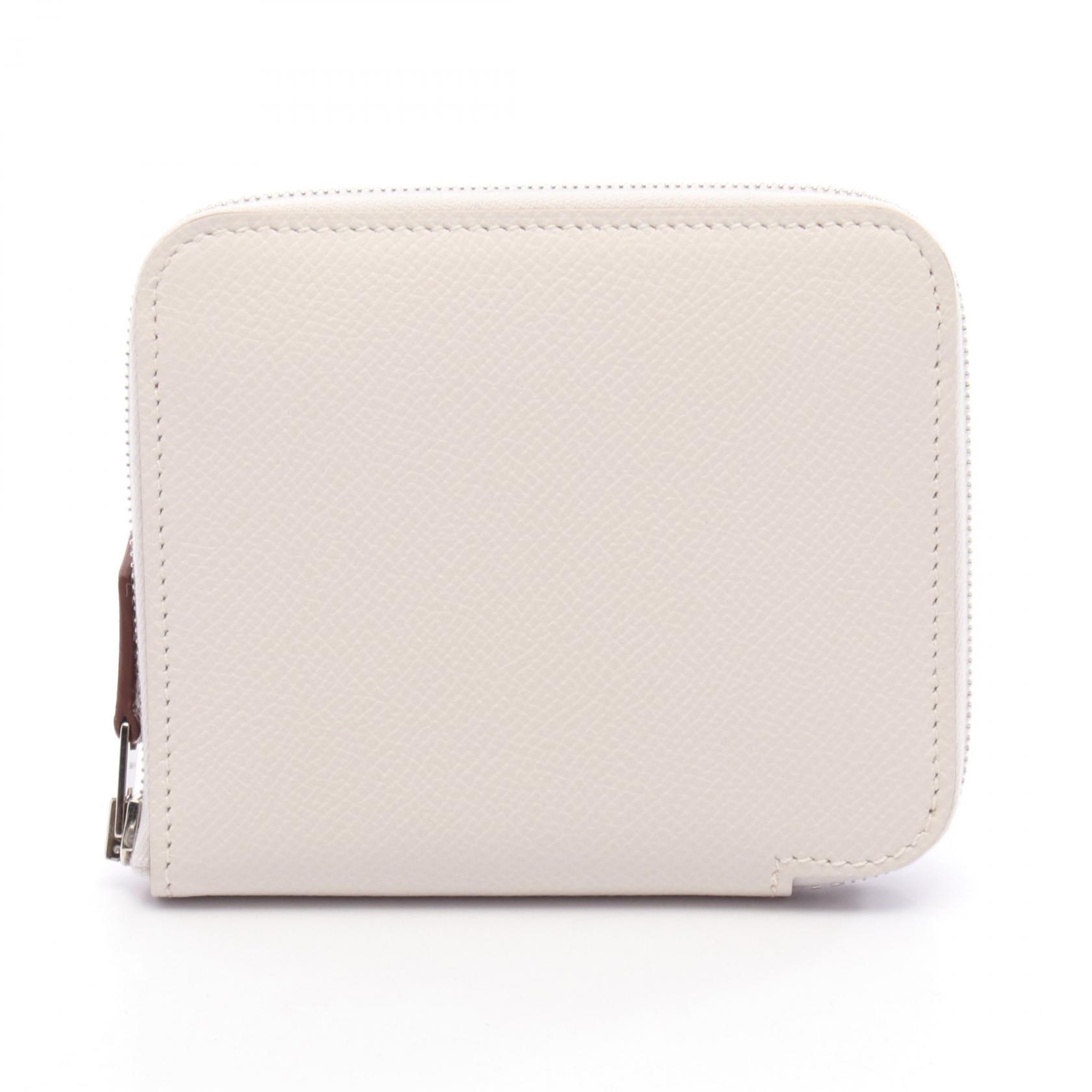 エルメス HERMES アザップコンパクト シルクイン ラウンド財布 財布 レザー ヴォーエプソン ヴォーエプソン ホワイト系 【中古】