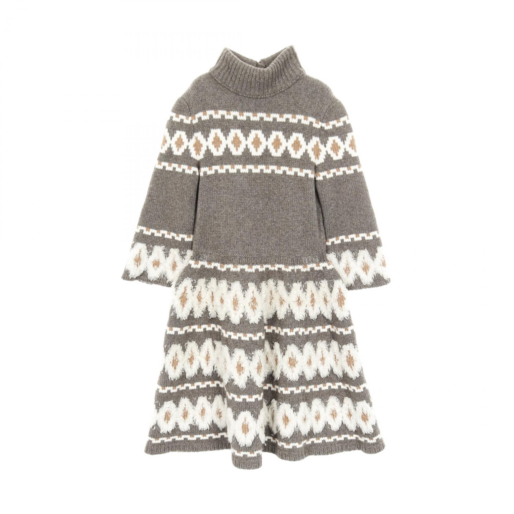 シャネル CHANEL グリポアボタン ワンピース 衣料品 トップス ウール ヤク / カシミヤ グレー系 / ホワイト系 / ブラウン系 【中古】