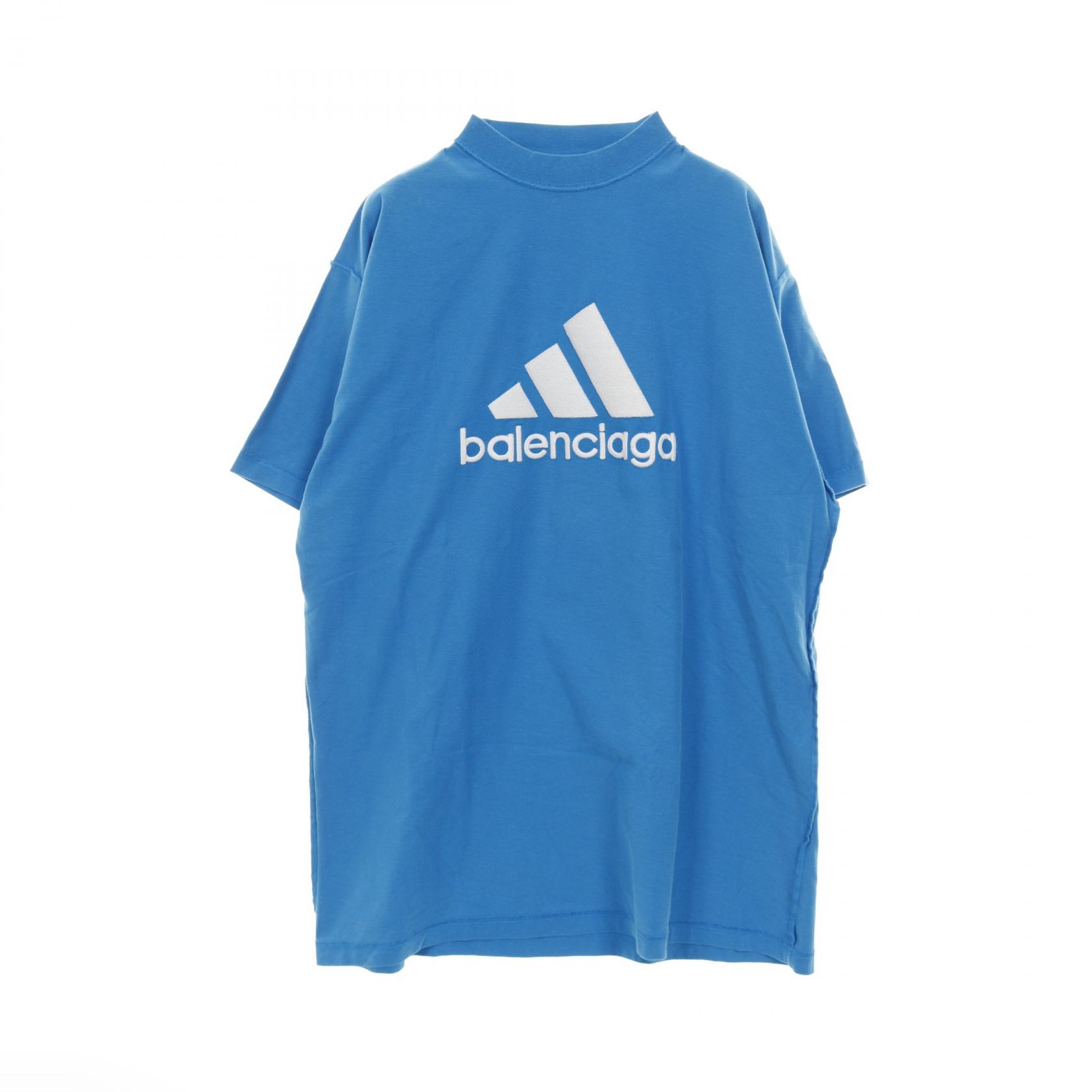 バレンシアガ BALENCIAGA BALENCIAGA × adidas インサイドアウト カットソー 衣料品 トップス コットン ブルー系 / ホワイト系 【中古】