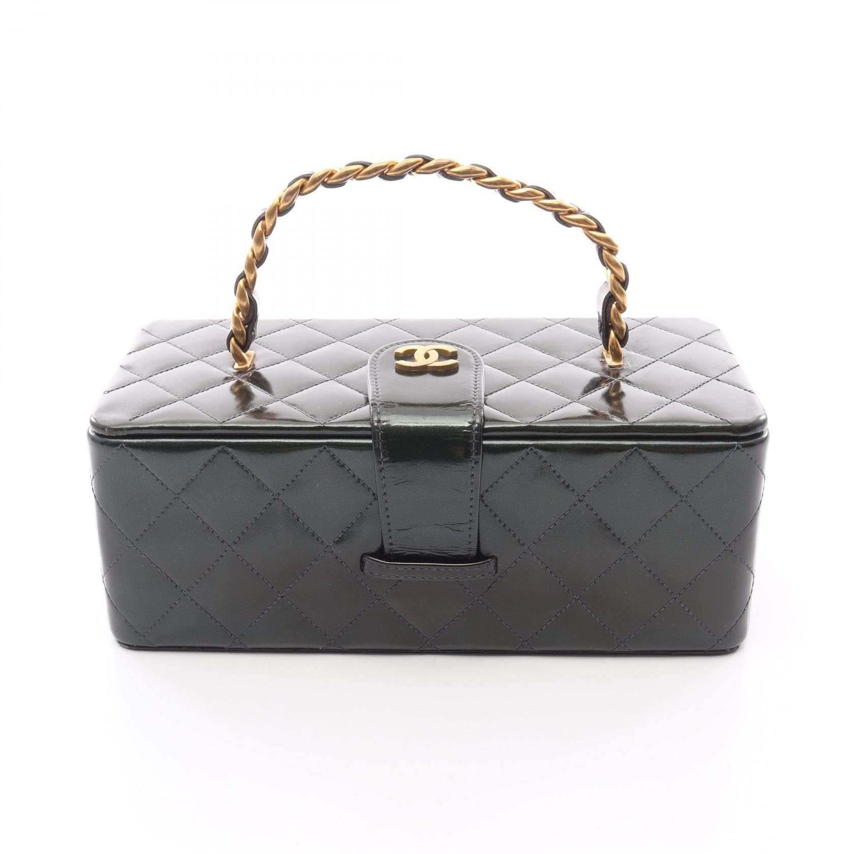 シャネル CHANEL マトラッセ ハンドバッグ バッグ パテントレザー グリーン系 【中古】 187,000円
