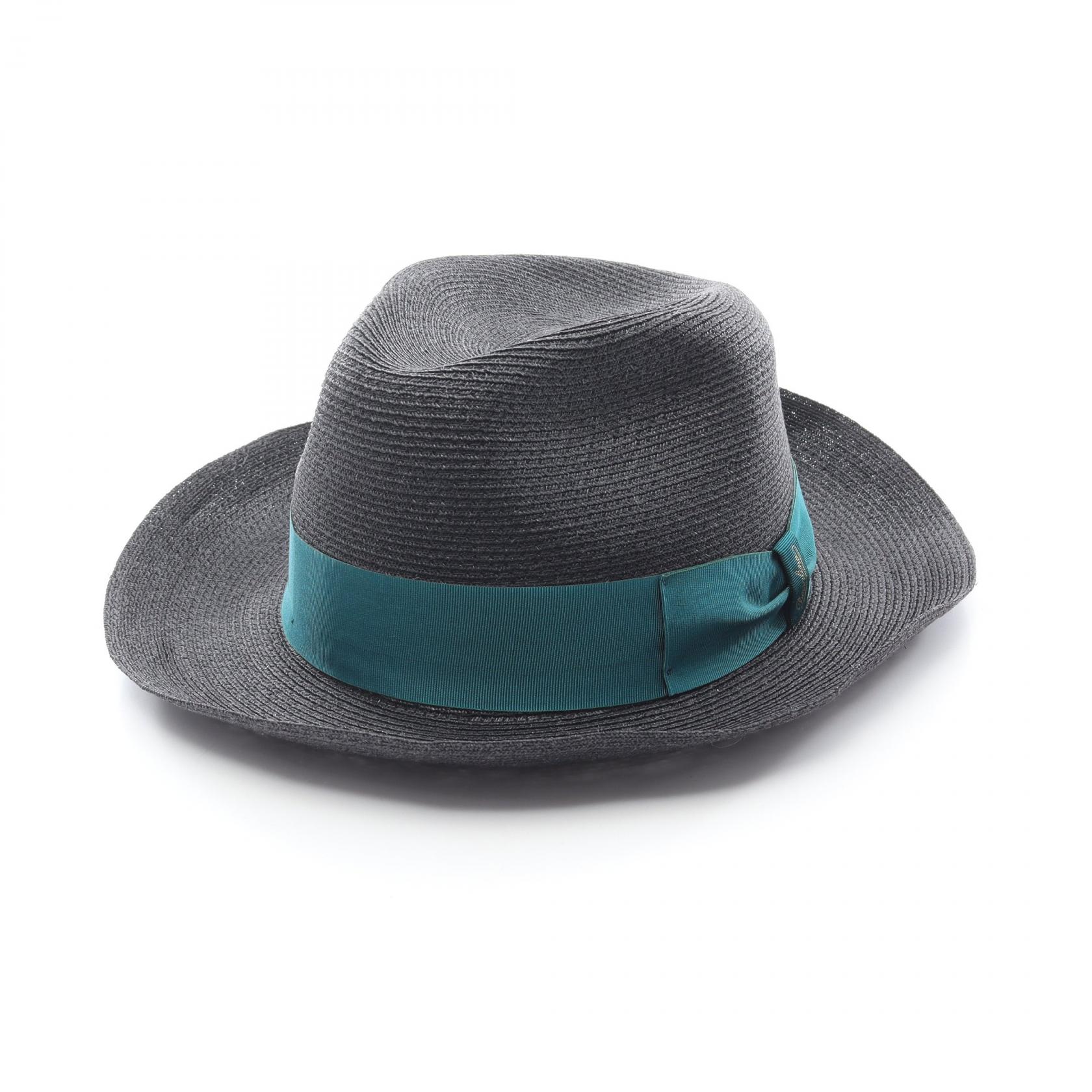 ボルサリーノ Borsalino ハット 麦わら 帽子 ファブリック ブラック系 【中古】