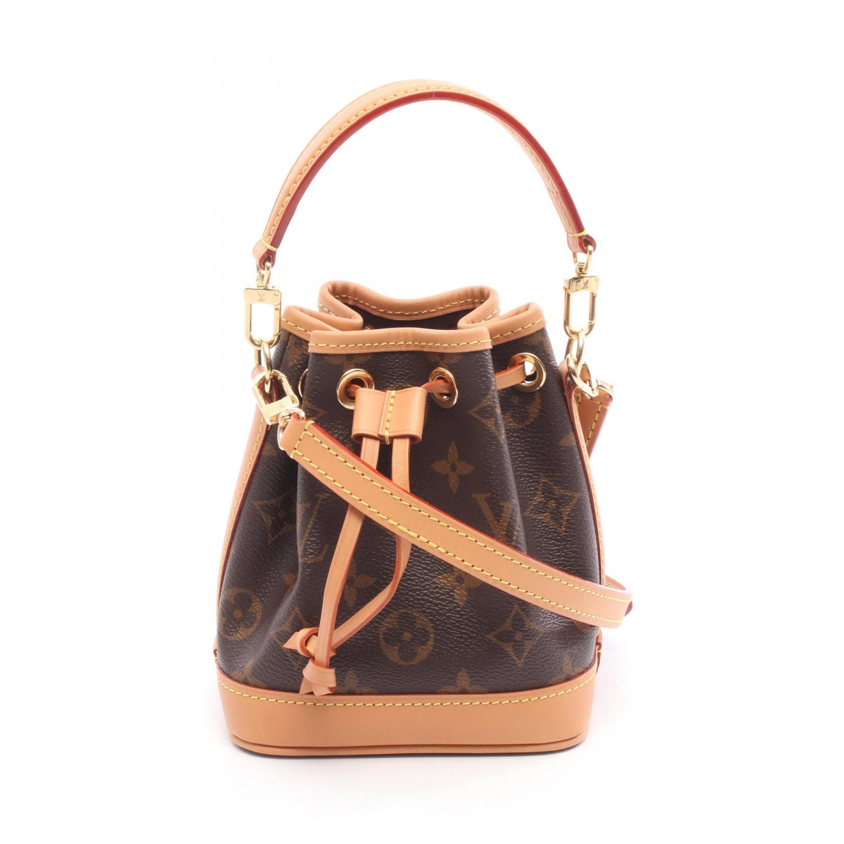 ルイ・ヴィトン LOUIS VUITTON ナノ ノエ ハンドバッグ バッグ PVCコーティングキャンバス レザー モノグラム ブラウン系 M81266 【中古】