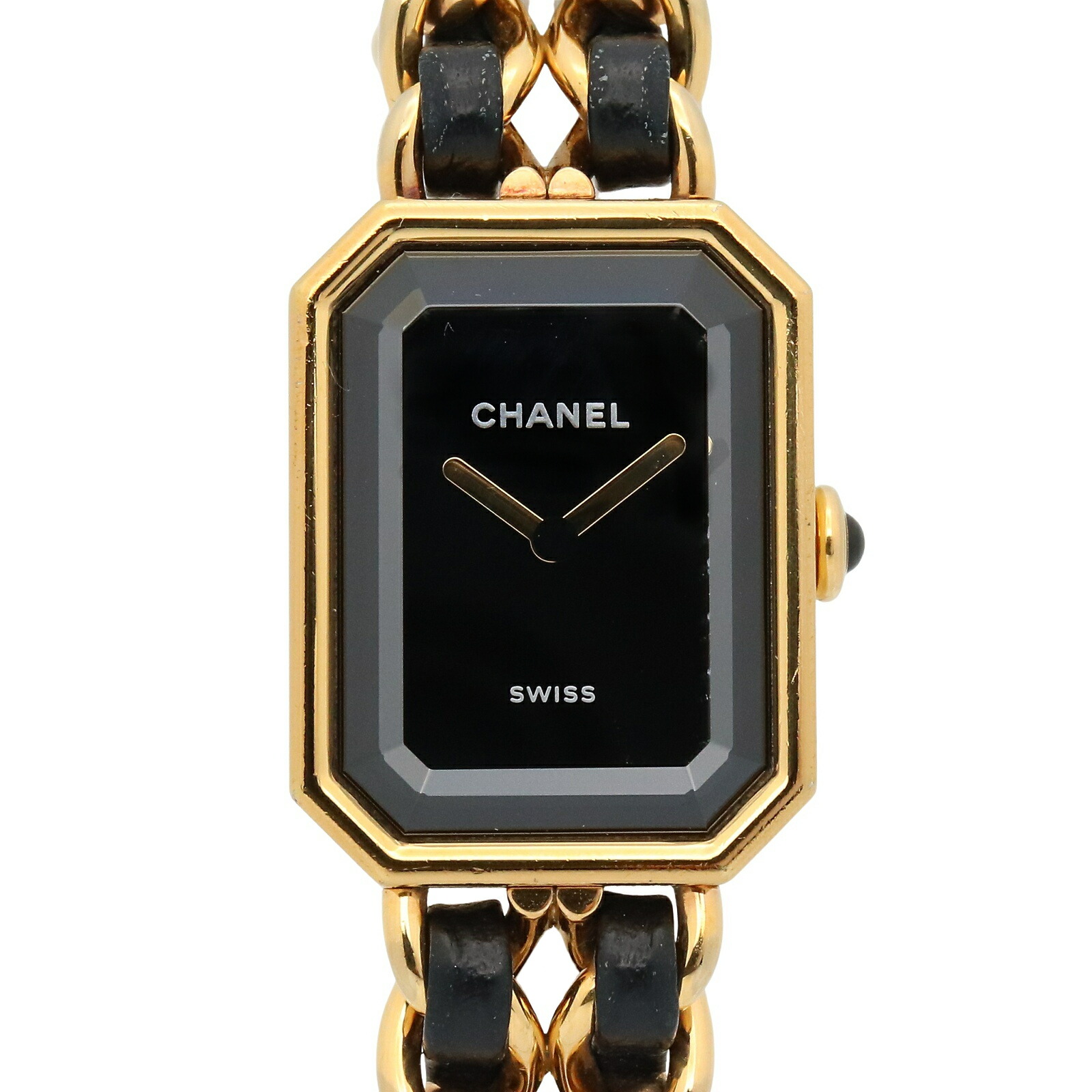 シャネル CHANEL プルミエール オリジナルエディション 腕時計 時計 GP（ゴールドメッキ） レザー ブラック系 H6951 【中古】