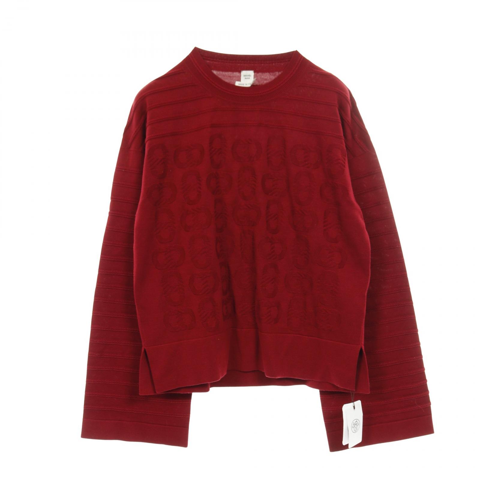 エルメス HERMES シェーヌダンクル ニット 衣料品 トップス シルク コットン シルク レッド系 3E2614D3 【中古】 57,475円